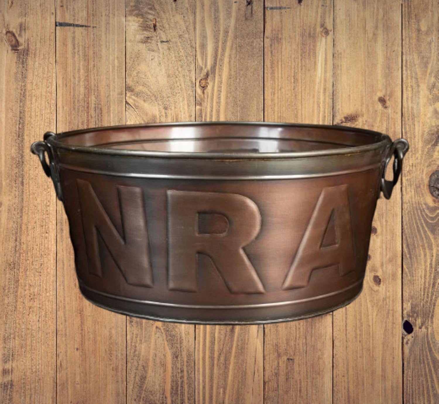 17" Round NRA Tub Copper Tone Metal Bucket Beverage tubs Parties Large ice Buckets Handles Celebration Cheers by Fireplace Egifthome EH12491 17" x 17" Round