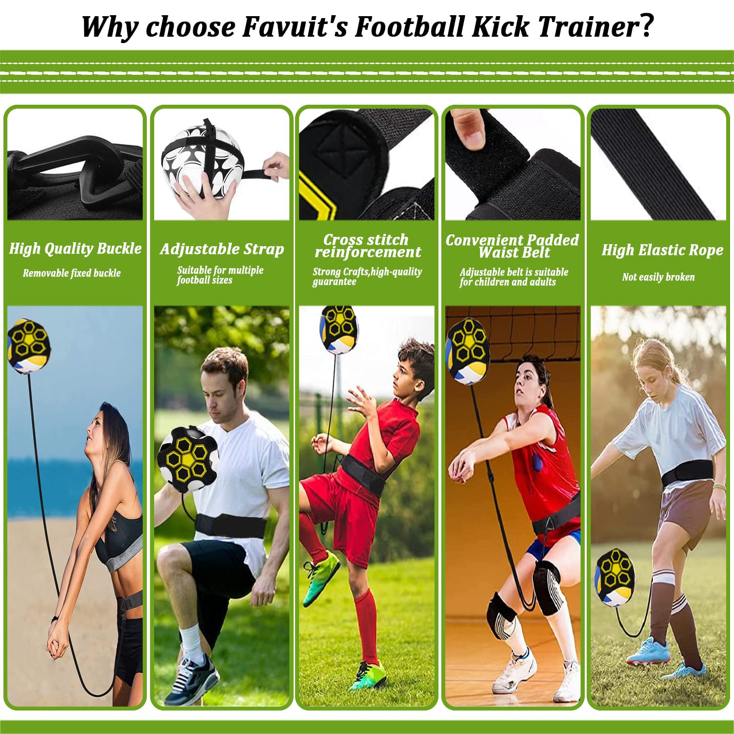 Piłka nożna Kick Trainer przyrząd treningowy do piłki nożnej/siatkówki, trening piłki nożnej dla dzieci, trener kicktrainer z regulowanym paskiem, pomoc w treningu piłki nożnej dla dzieci