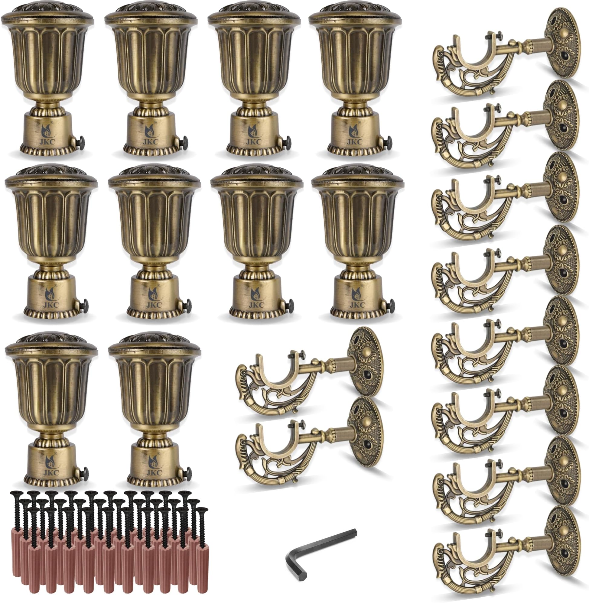 JKC Zinc Alloy Royal Antique Curtain Brackets and Holders, Curtain Holders for Wall, Curtain Brackets, Curtain Holder, Curtain Rod Holder - Brackets 10 Holders 10