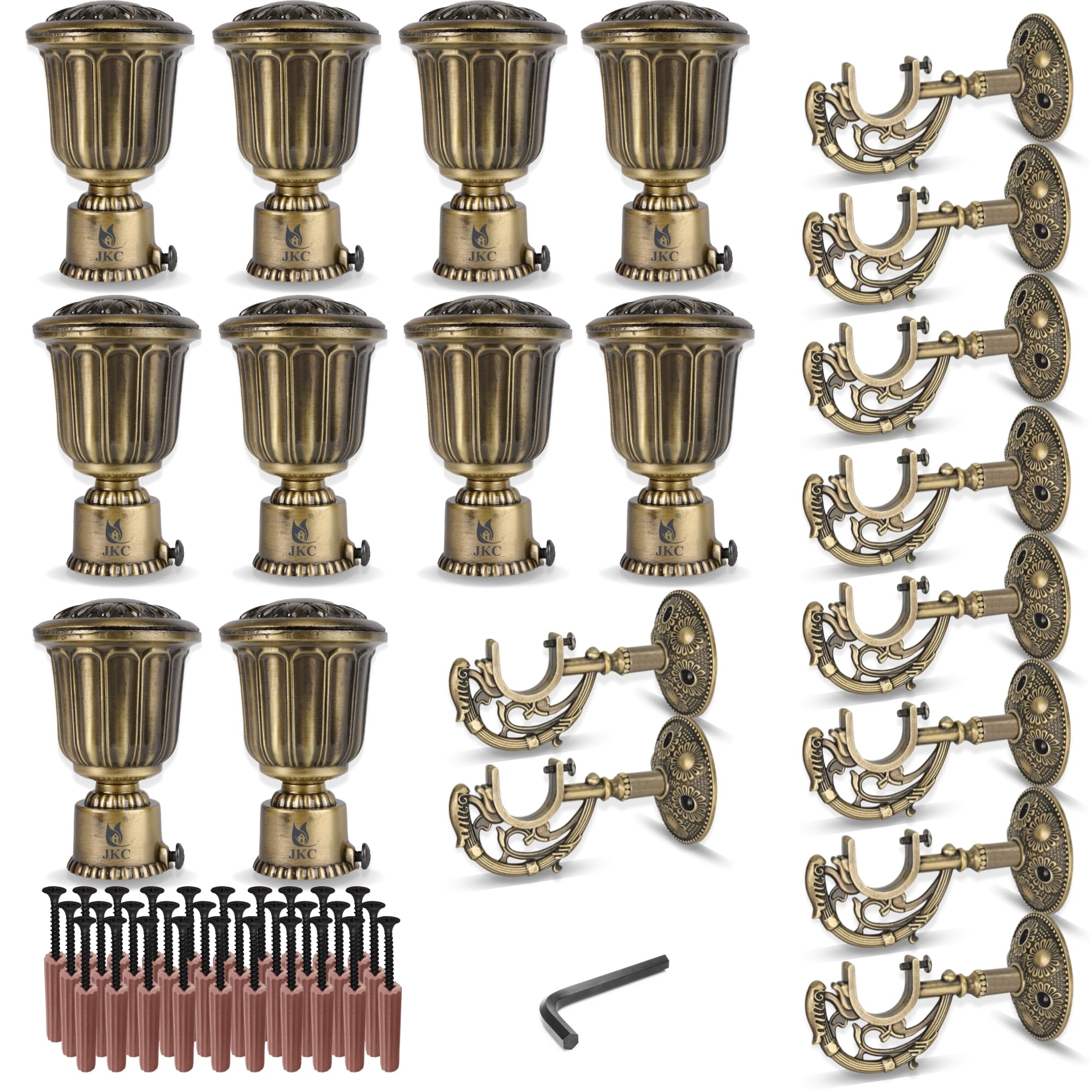 JKC Zinc Alloy Royal Antique Curtain Brackets and Holders, Curtain Holders for Wall, Curtain Brackets, Curtain Holder, Curtain Rod Holder - Brackets 10 Holders 10