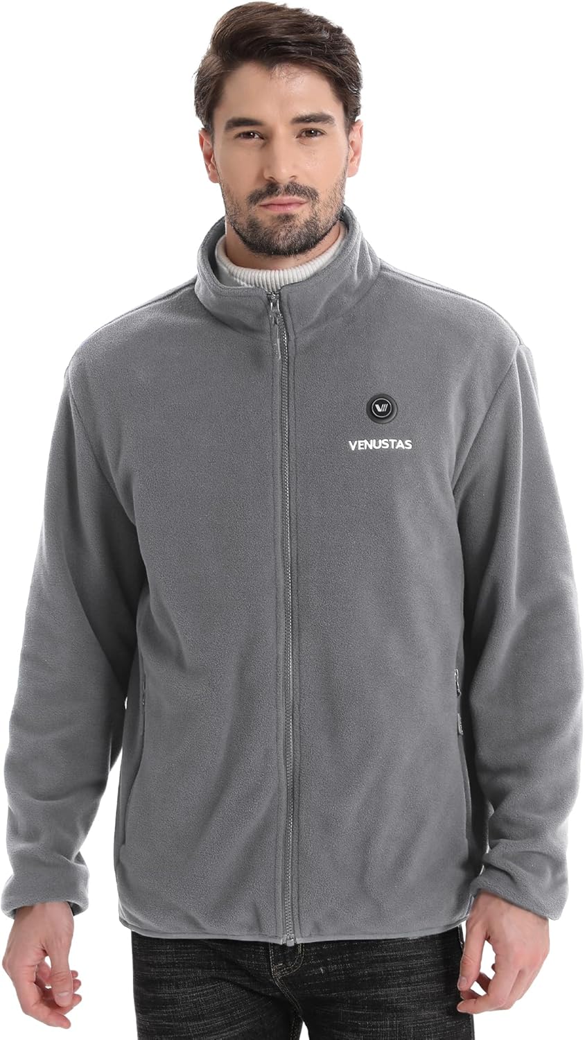 Venustas Men's Fleece Heated Jacket with Battery Pack, Soft Lightweight Heated Coat for Outdoor - Image 2