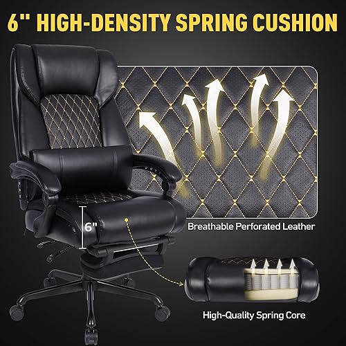 Miniatura 4 de Silla de oficina con masaje y calefacción, silla ejecutiva grande y alta para computadora de 500 libras, sillas de juego eléctricas con calefacción,