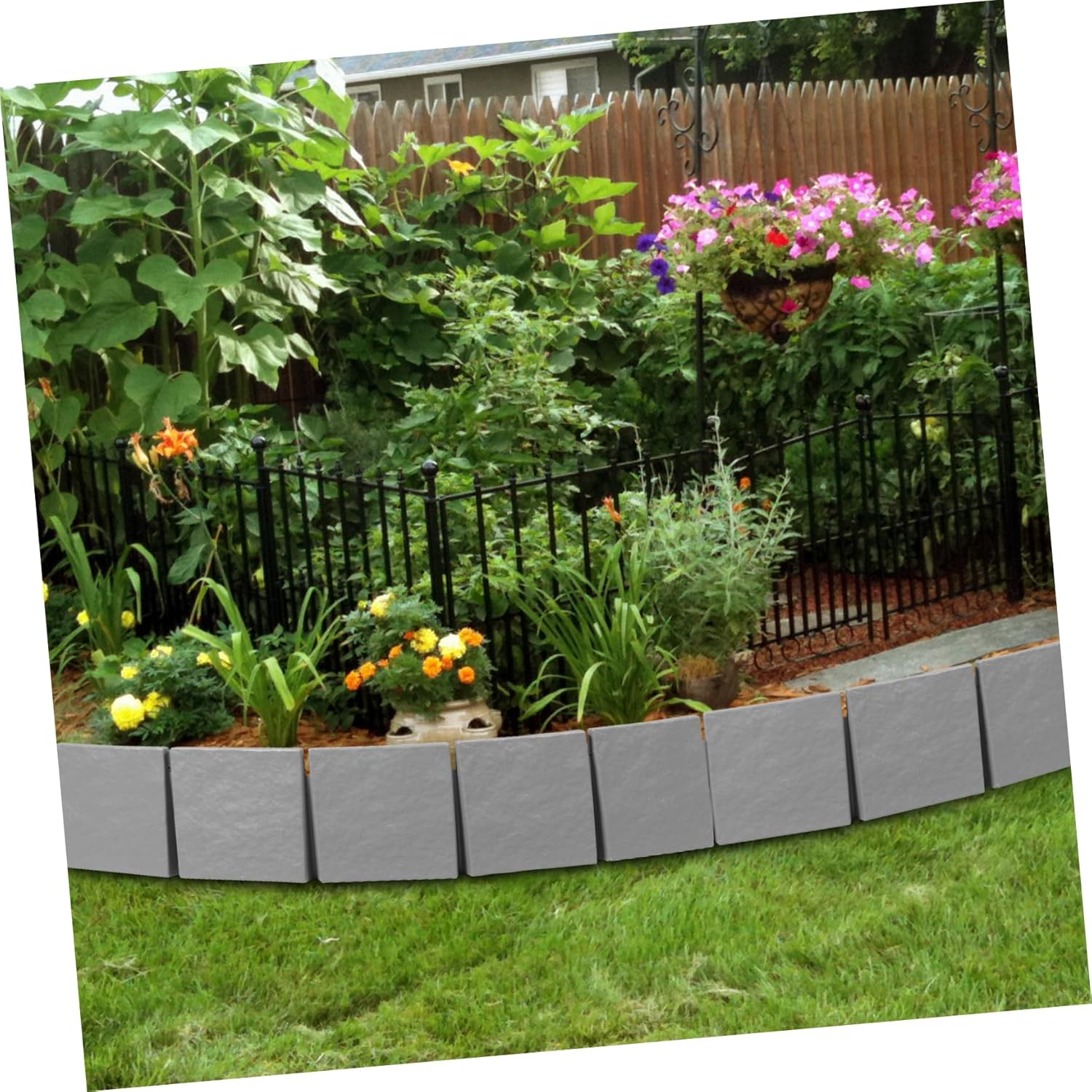 Milisten 5pcs Garden Edging Border Plastic Landscape Edging for Flower Beds Lawn Pathways Imitation with Anchoring Spikes for Easy Setup and Creative Landscaping