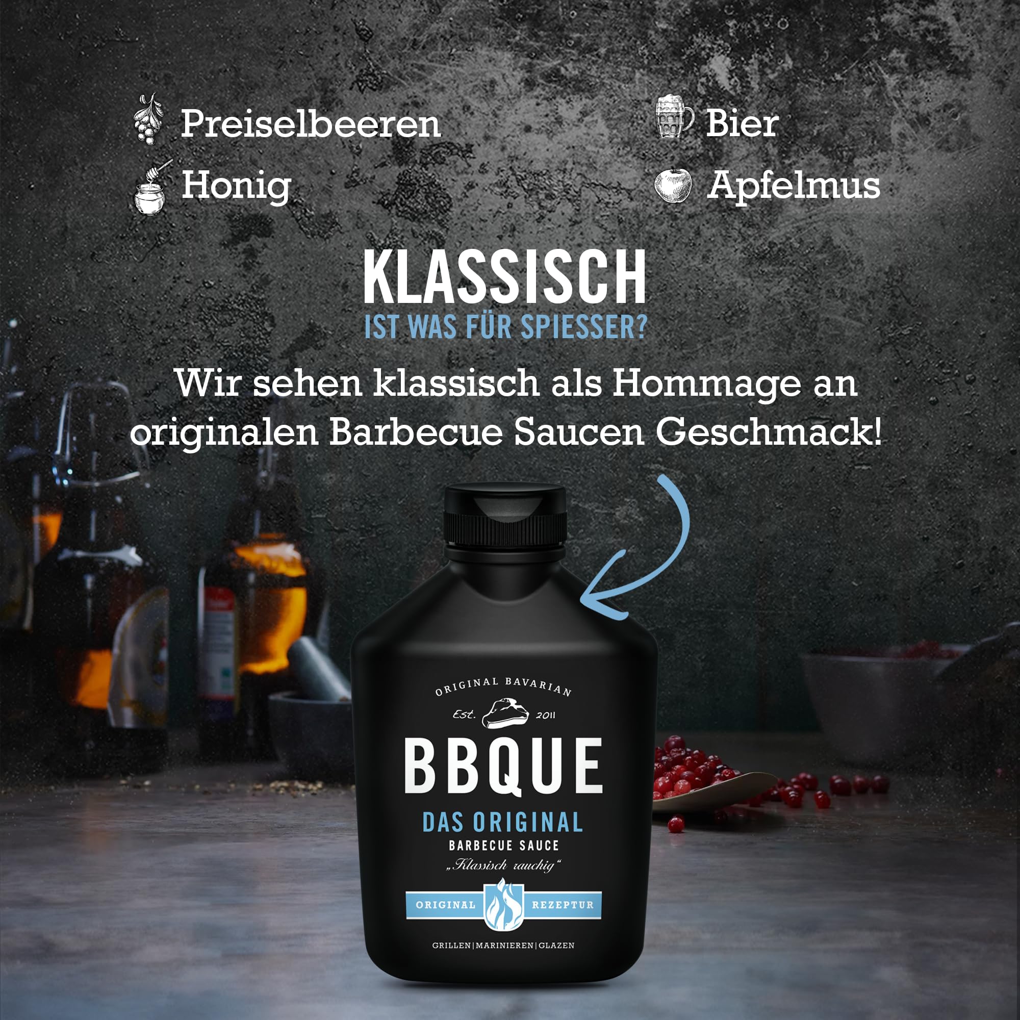 BBQUE – BBQ-Saucen Set "Furious 5" Squeeze-Flaschen 5x400 ml – Barbecuesaucen Bundle (Original, Grill & Buchenholz, Chili & Kren, Bacon, Honig & Senf) – Ideal zum Grillen, für Marinaden & als Dip