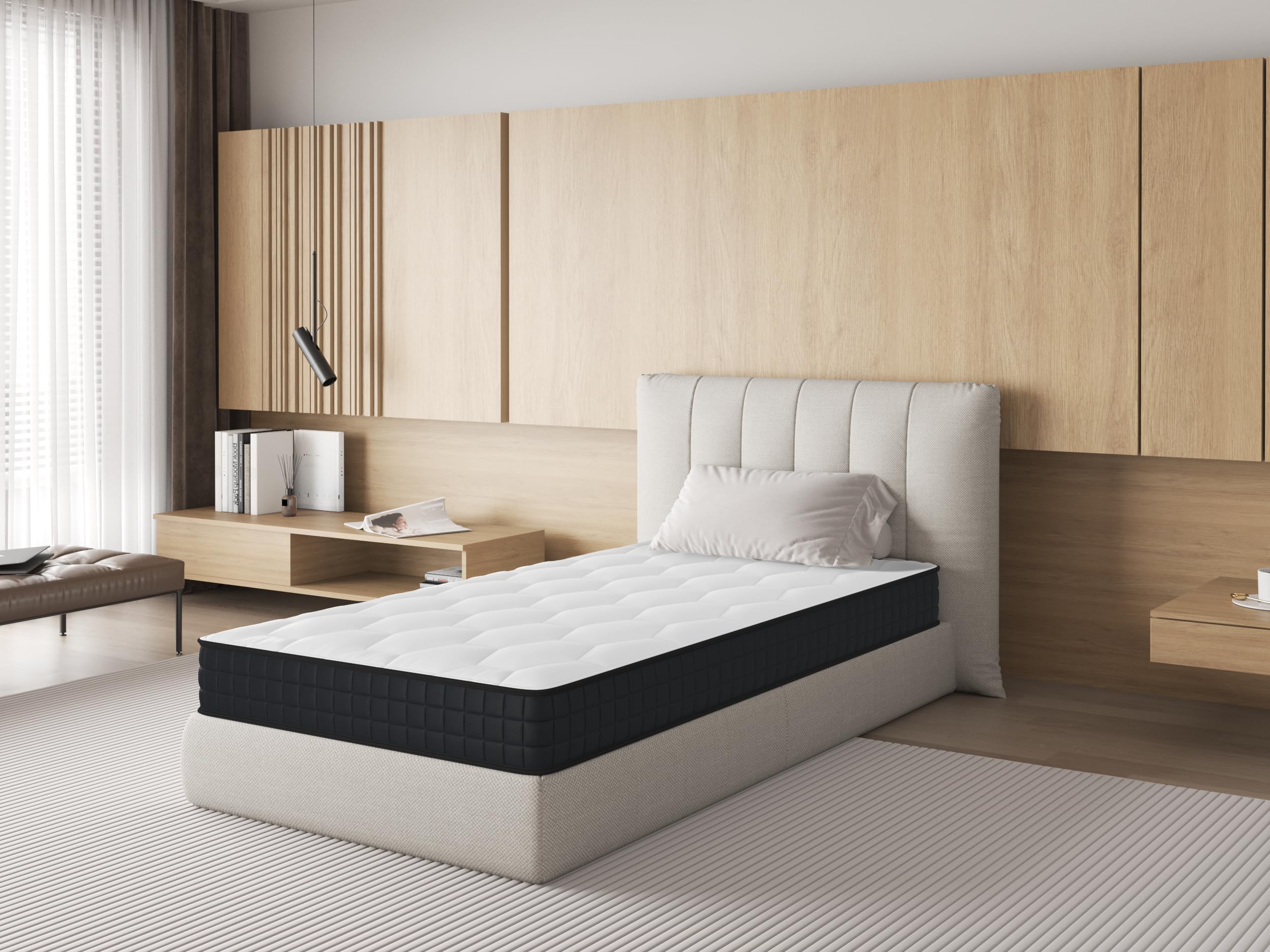 Matelas 90x200CM,Epaisseur 12CM,Luxe Matelas Confort Zones en Mousse à mémoire de Forme, Moelleux et Respirant (90x200x12CM)