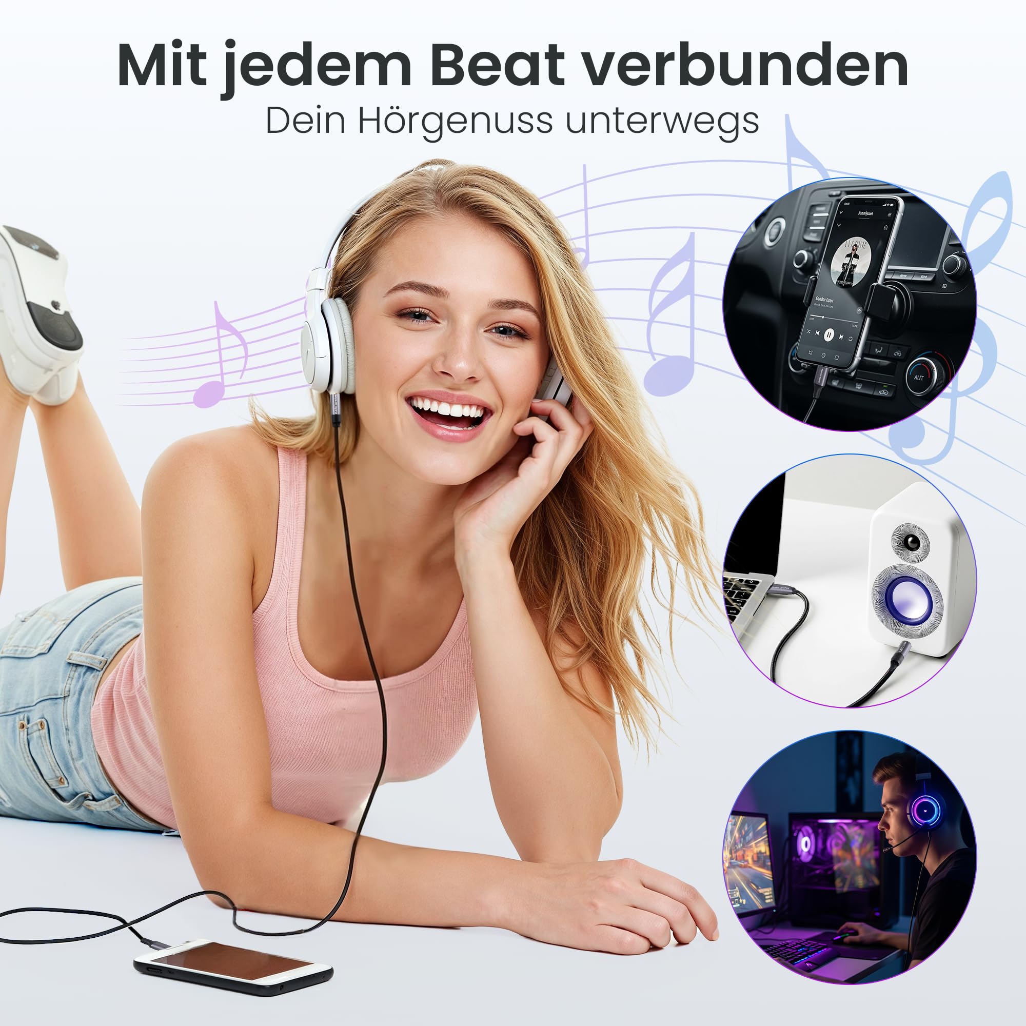 audio pirates HiFi USB-C auf Klinke Aux Kabel (2,0m) DAC | 3,5 mm Klinkenstecker | Nylon-Sleeve | Kompatibel mit iPhone 15/16/17 Pro/Max,Galaxy S26/S25/S24/S23/S22,iPad Pro | PERFORMANCE COLLECTION