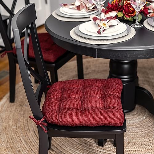 Miniatura 9 de Barnett Home Decor Brisbane - Cojines naturales para sillas de comedor con lazos, tamaño extra grande 18, relleno de espuma de látex, reversible,