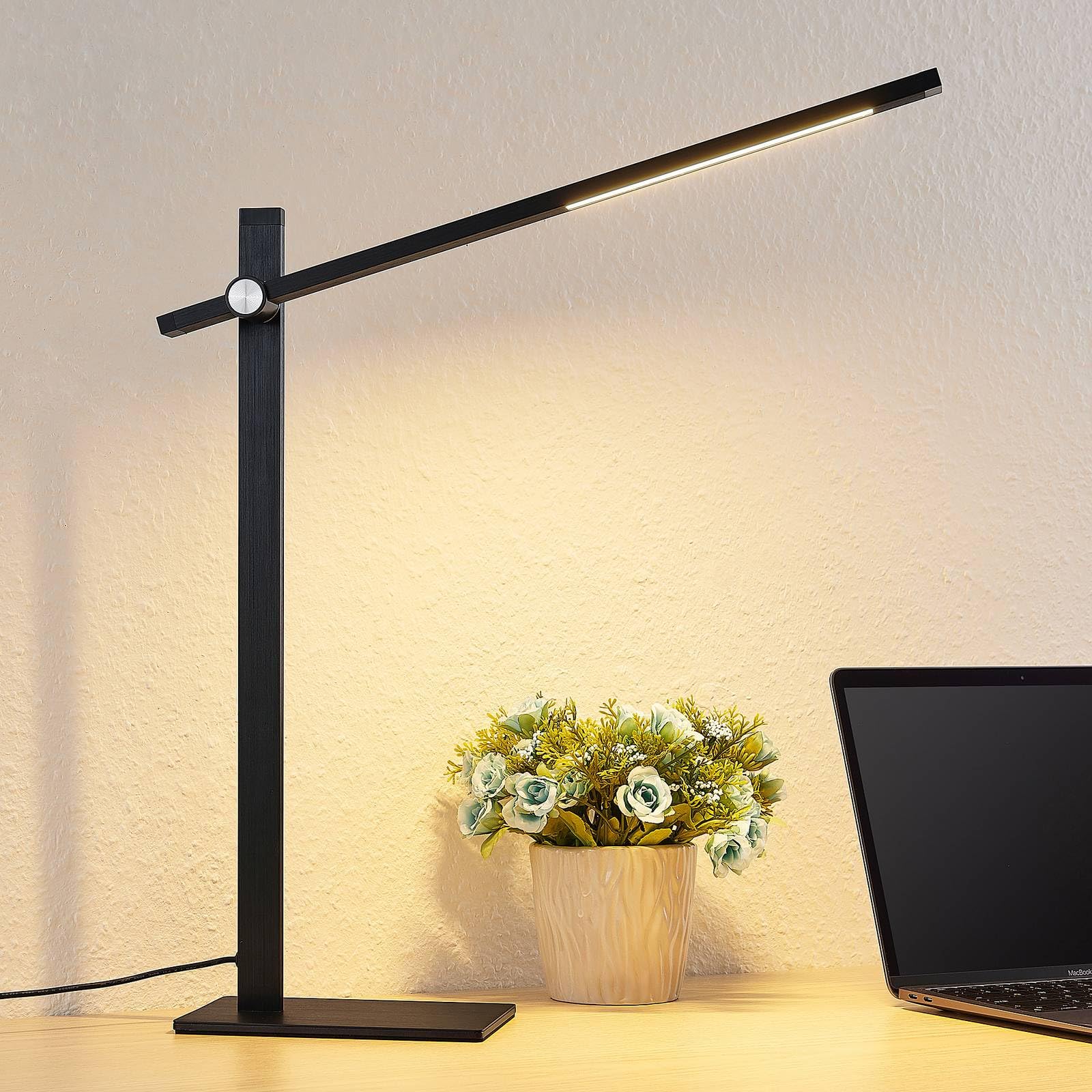 Lucande LED Tischlampe Wasko dimmbar (Modern) in Schwarz aus Metall (1 flammig,) - Tischleuchte Schreibtischlampe Nachttischlampe Arbeitszimmerleuchte | Moderne Schreibtischlampe, 3000 K, warmweiß, für Büro, Arbeitsplatz