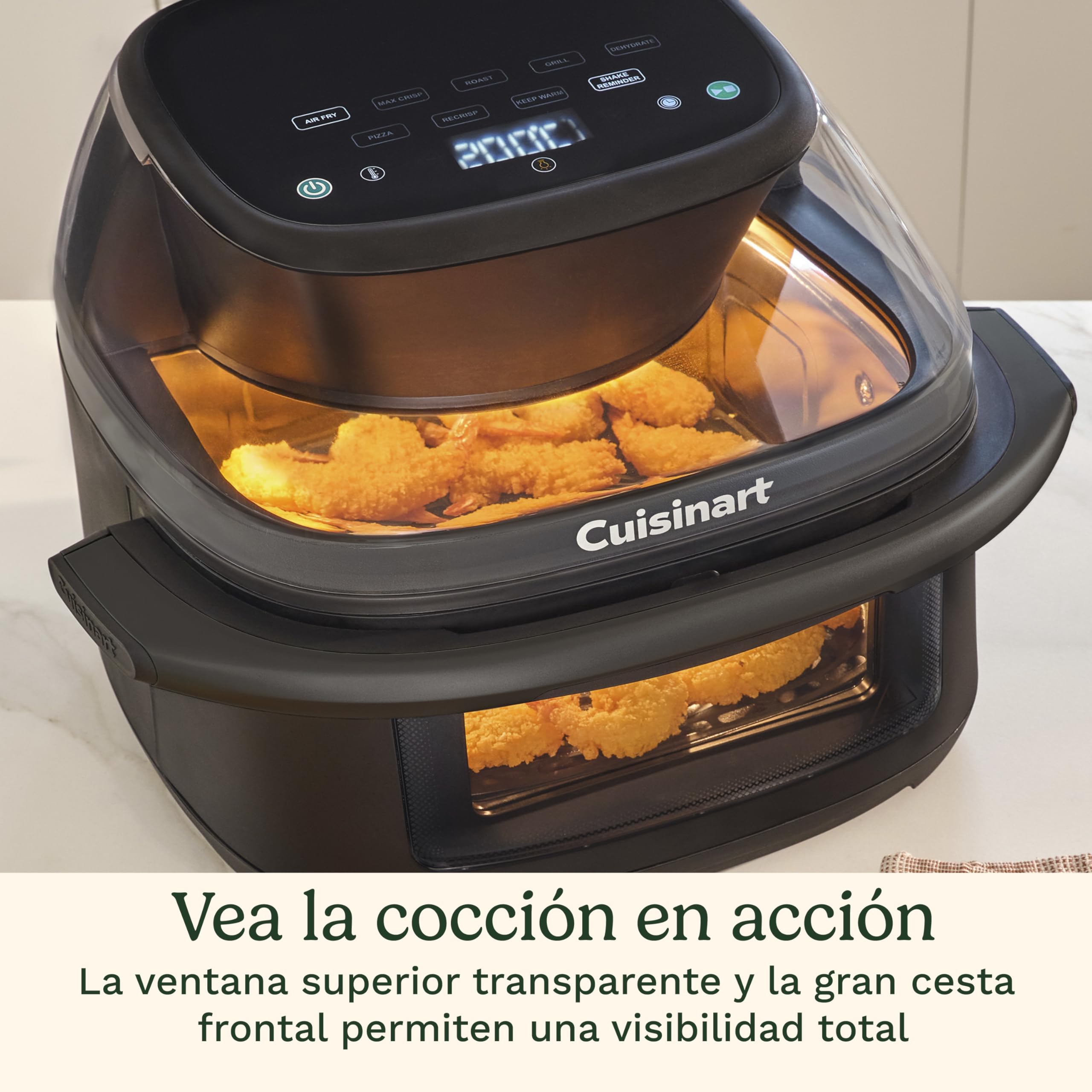 Cuisinart ClearView™ Air Fryer I Visibilidad total – ventanas de 280° I Libre de PFAS I 8,5L I 8‑en‑1 Air Fry, Asar, Grill, MaxCrisp, Deshidratar, Pizza, Recrisp, Mantener caliente I Temp. máx. 230°C