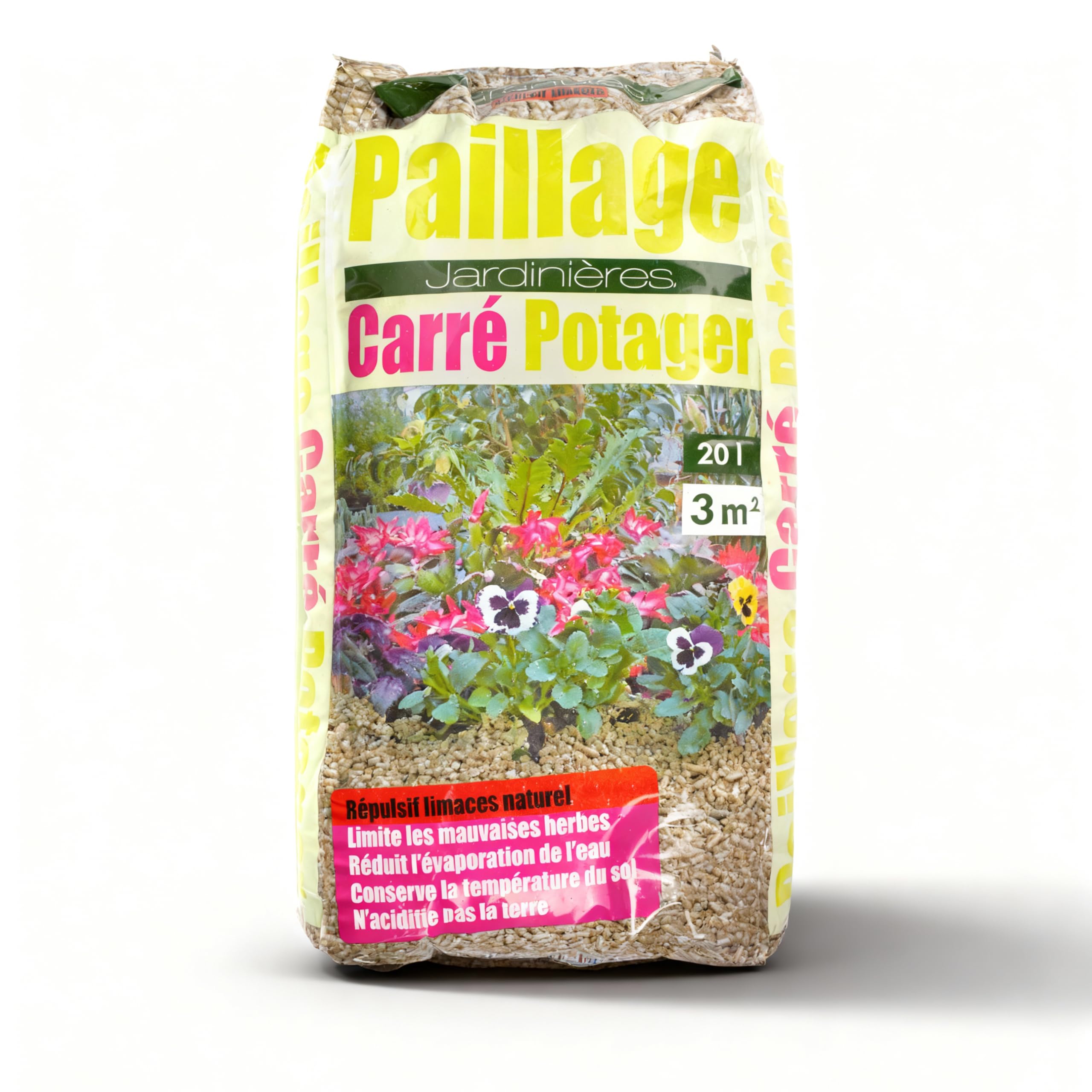 Générique Paillage carré Potager® – Paille défibrée de Roseau 20L – Paillis Naturel pour Jardin, Anti-limaces, protège Racines, Limite Les Mauvaises Herbes et économise l'eau