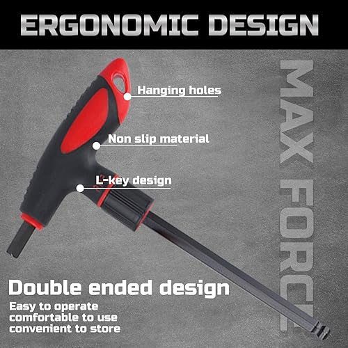 Miniatura 4 de Lichamp Juego de 8 llaves Allen SAE T con mango en T, 564 a 38 pulgadas, cabeza de bola, llave hexagonal Allen de mango largo estándar