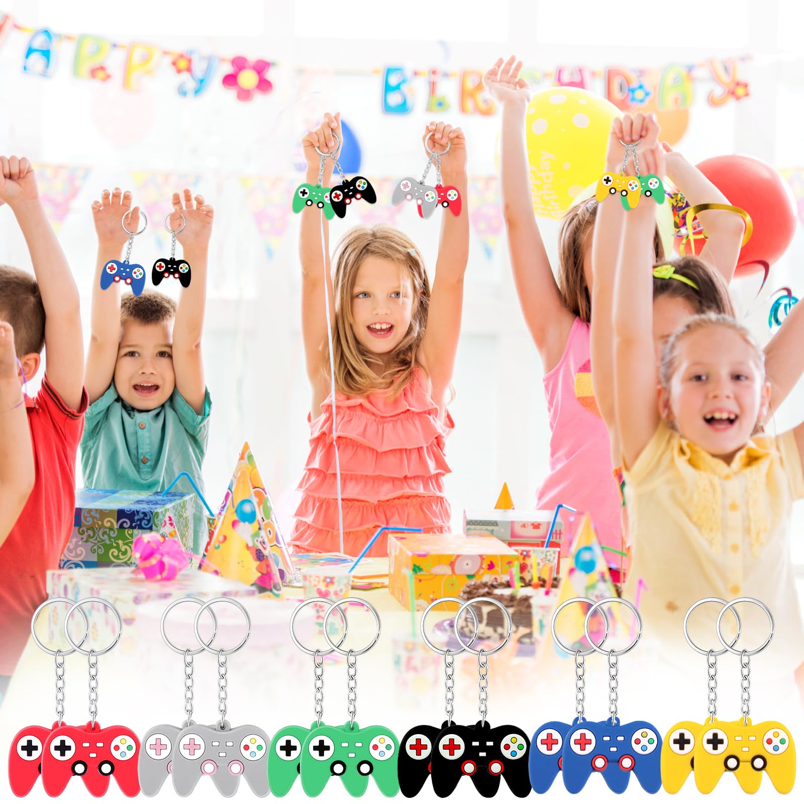 12 Porte-clés Manette De Jeu Vidéo - 6 Couleurs, Alliage Et Silicone, Cadeau Gamer Anniversaire Fête - 5