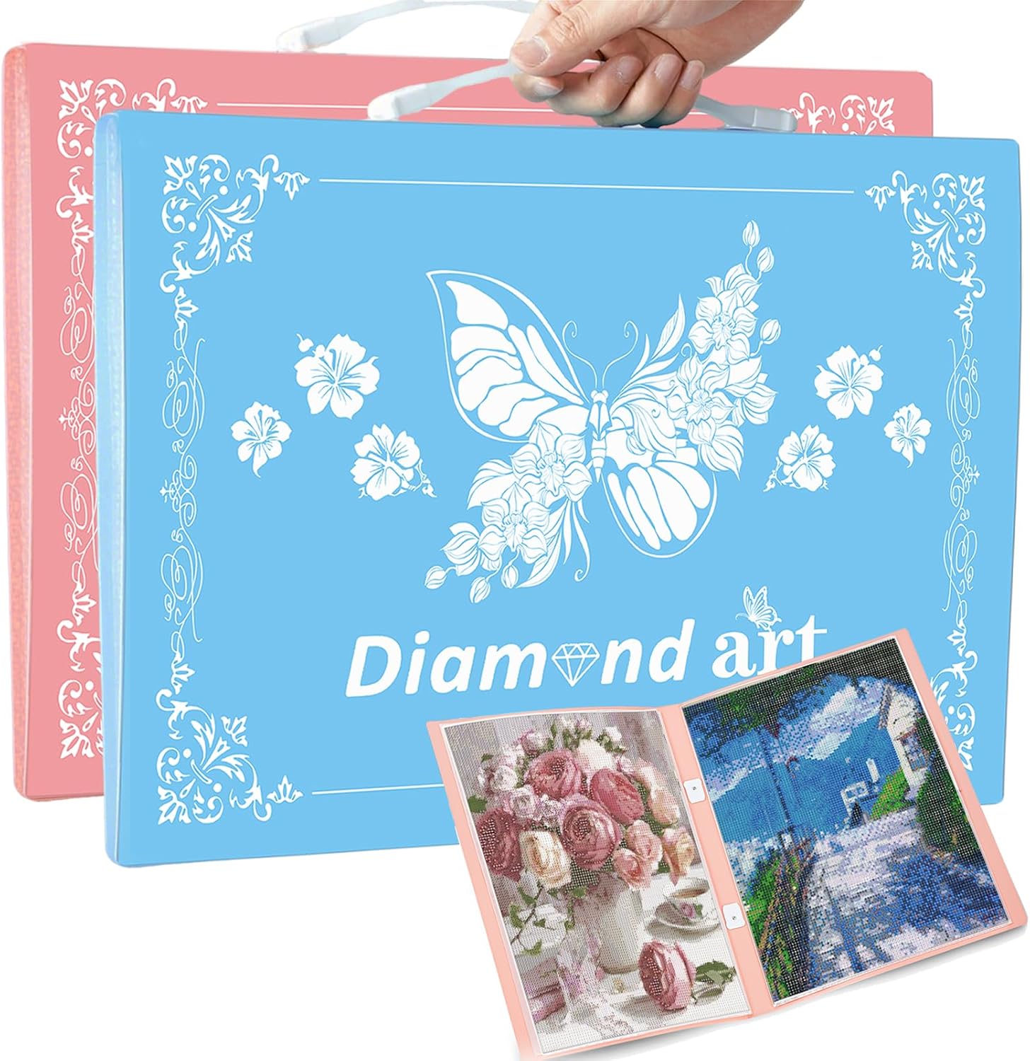 2 Pack A3 Storage Book for Diamond Painting, Handheld Diamond Art Portfolio Folder with 30 Pocket, Diamond Art Storage Book for 12”x16” Diamond Painting Photo Picture