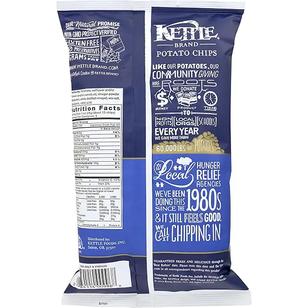 Kettle Brand Potato Chips, Sea Salt & Vinegar, 5 oz 2