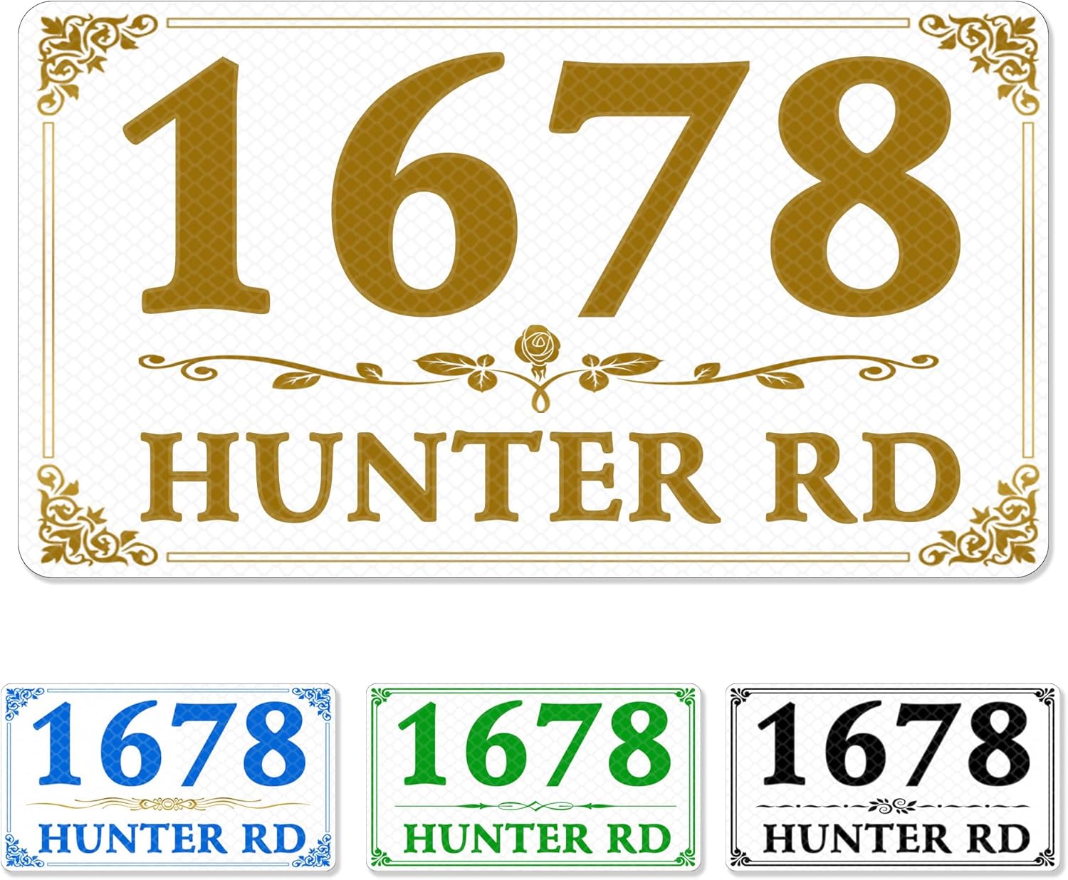 Custom Reflective House Address Sign for Outside, 16"x10" Personalized Metal Address Plaque Outdoor, Waterproof .040 Aluminum, Used for Mailbox, Driveway, Home(Full color style)
