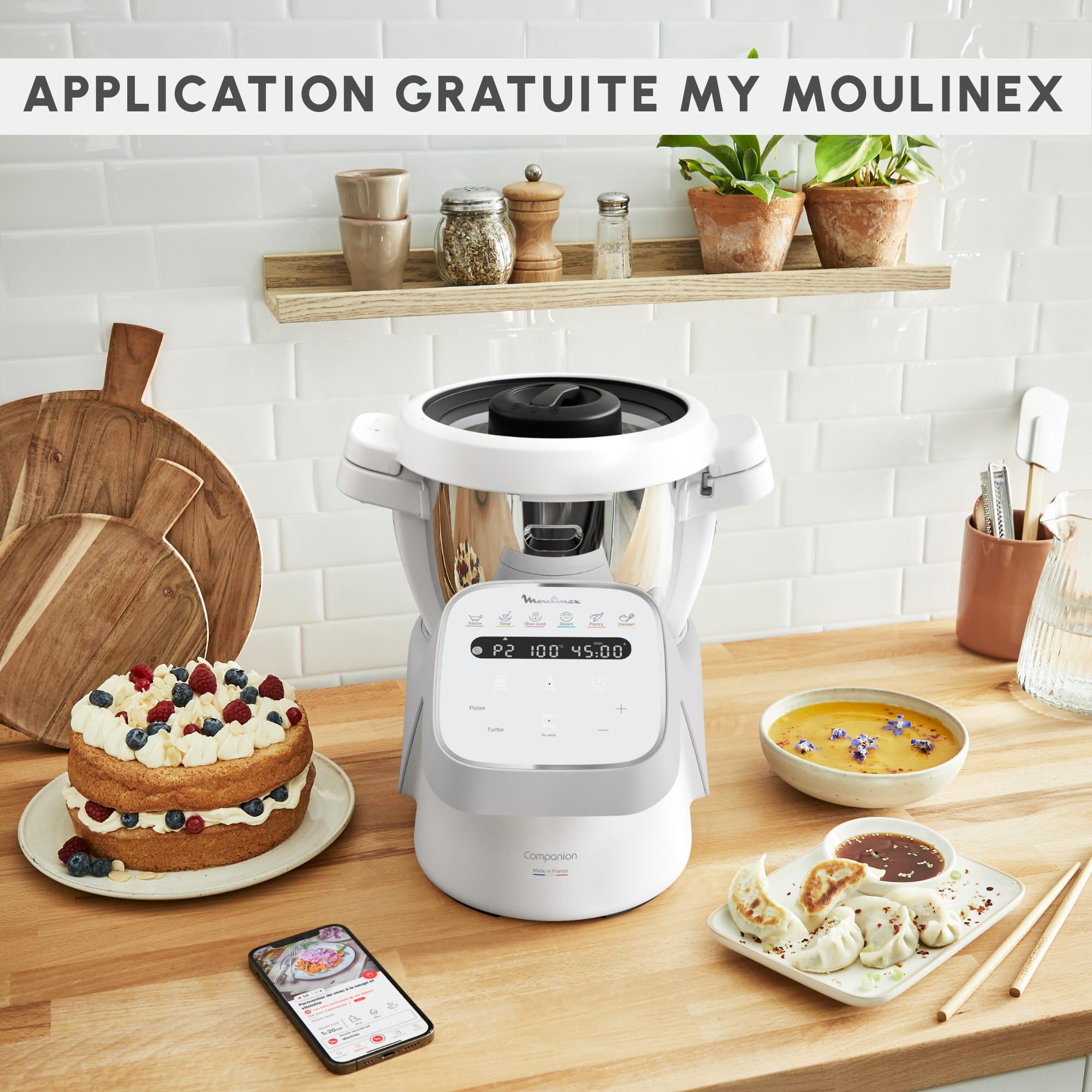 Moulinex, Companion, Robot cuiseur, 14 fonctions, Capacité XL 10 personnes, Gris, Fabriqué en France, Acc découpe légumes, YY5778FG