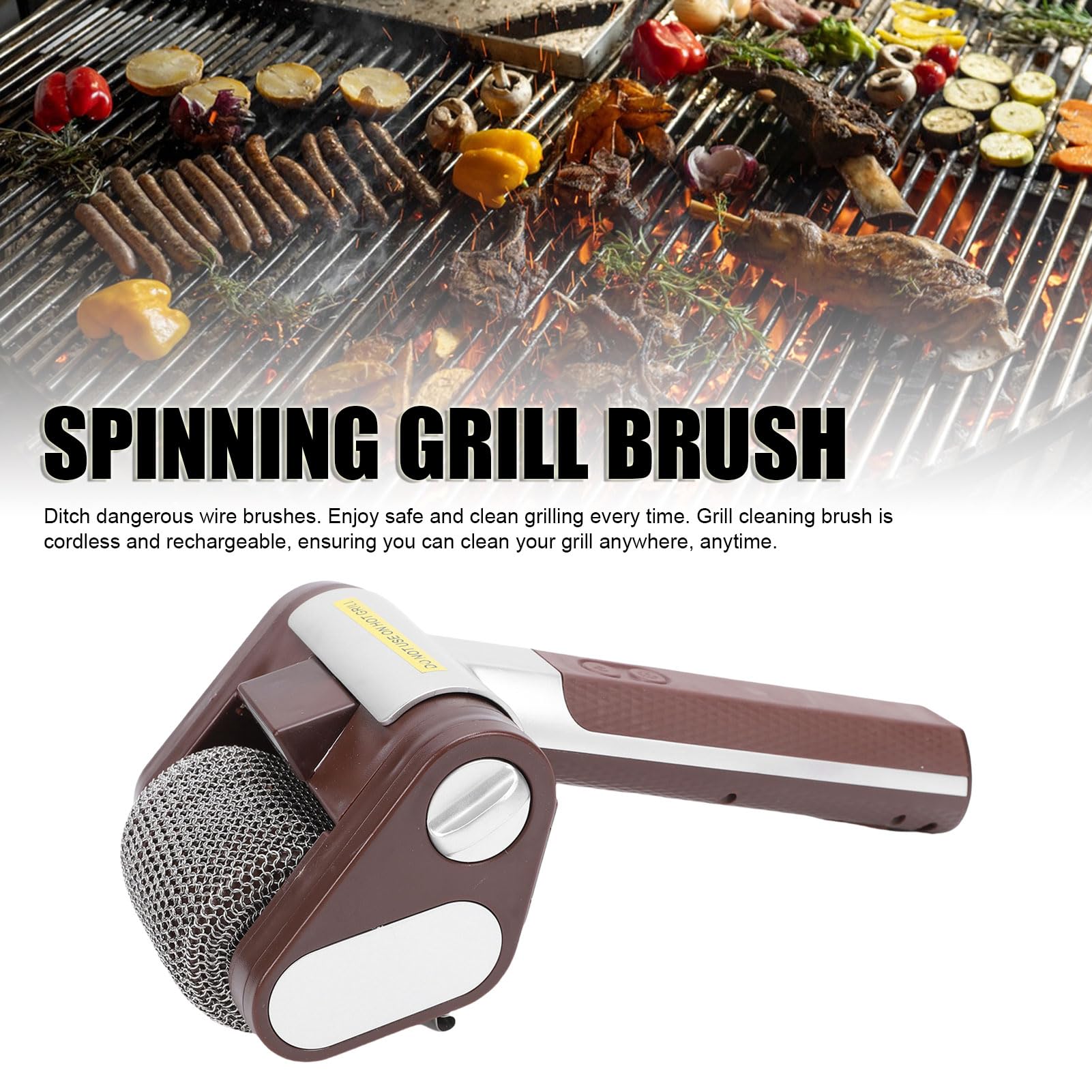 La spazzola per griglia elettrica pulisce efficacemente con la luce LED per gli appassionati di barbecue (Marrón)