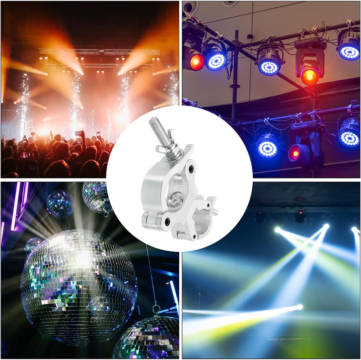 uxcell Light Truss Clamps, Aluminum Alloy Stage Lighting Pipe O Clamp for 1.22-1.38inch & 1.77-2.05inch OD Tube Max Load 220Lb Double Buckle, 1Pcs, Silver
