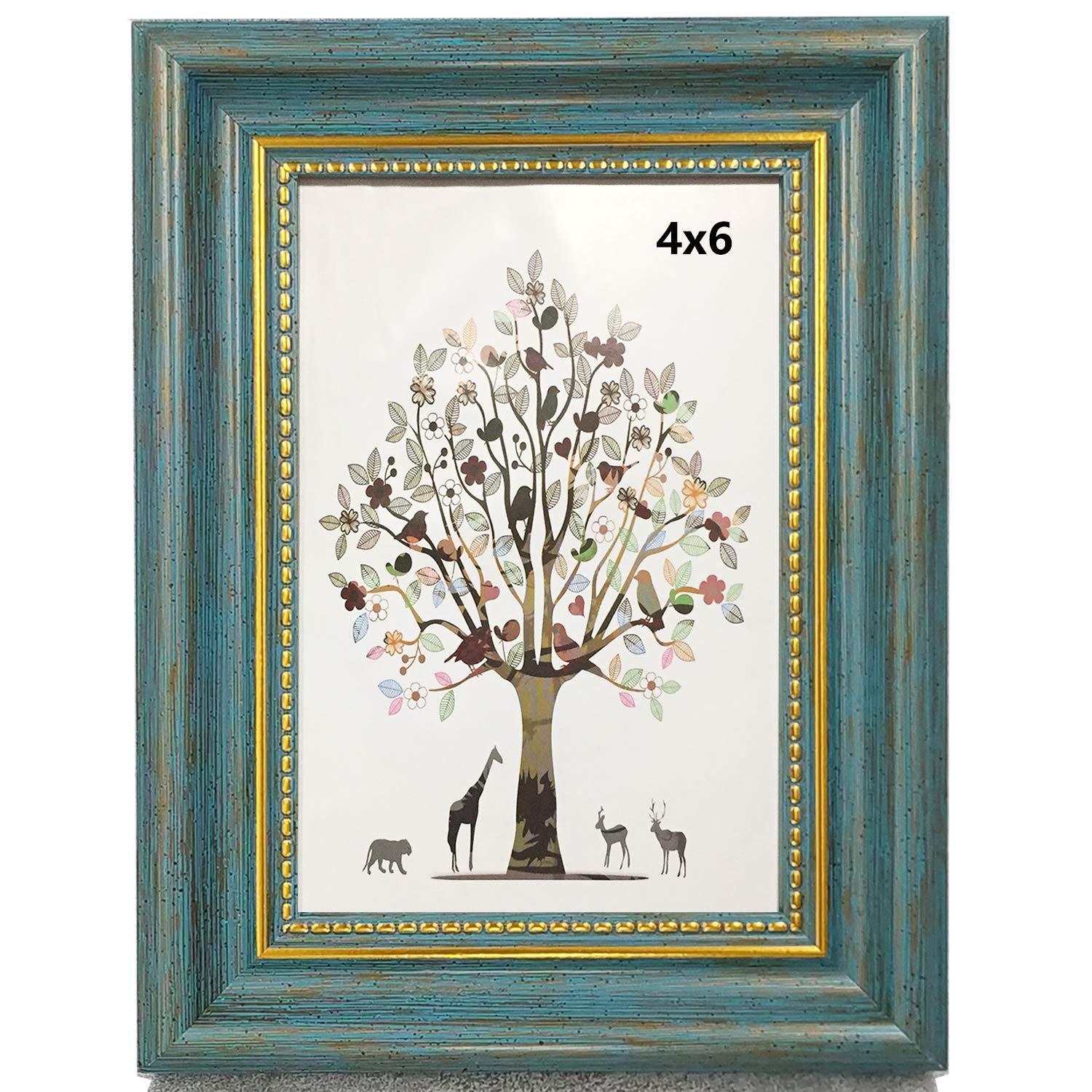 Photo 1 of AMHOME 4x6" Blue Wood Composite Picture Frame