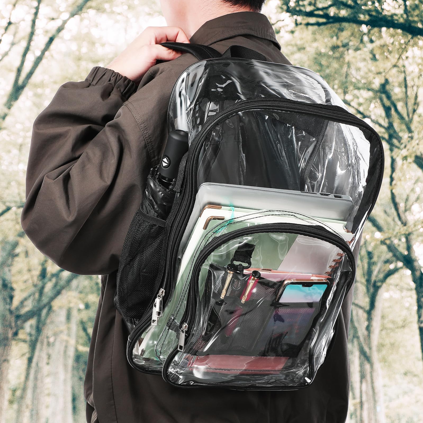 Zaino Trasparente Borsa Da Resistente Per Eventi Sportivi Scuola e Viaggi Spazioso e Organizzato Con Cinghie Ergonomiche