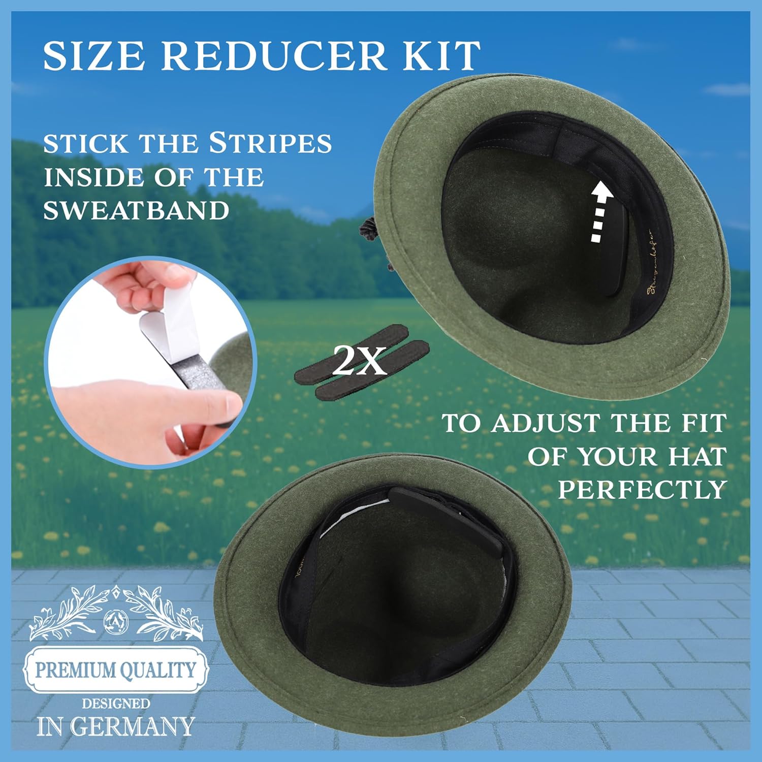 Steigenhöfer German Alpine Hat - Hans - 100% Wool Hats for Men - Adjustable - Oktoberfest Bavarian hat with Real Bird Feather - Image 5