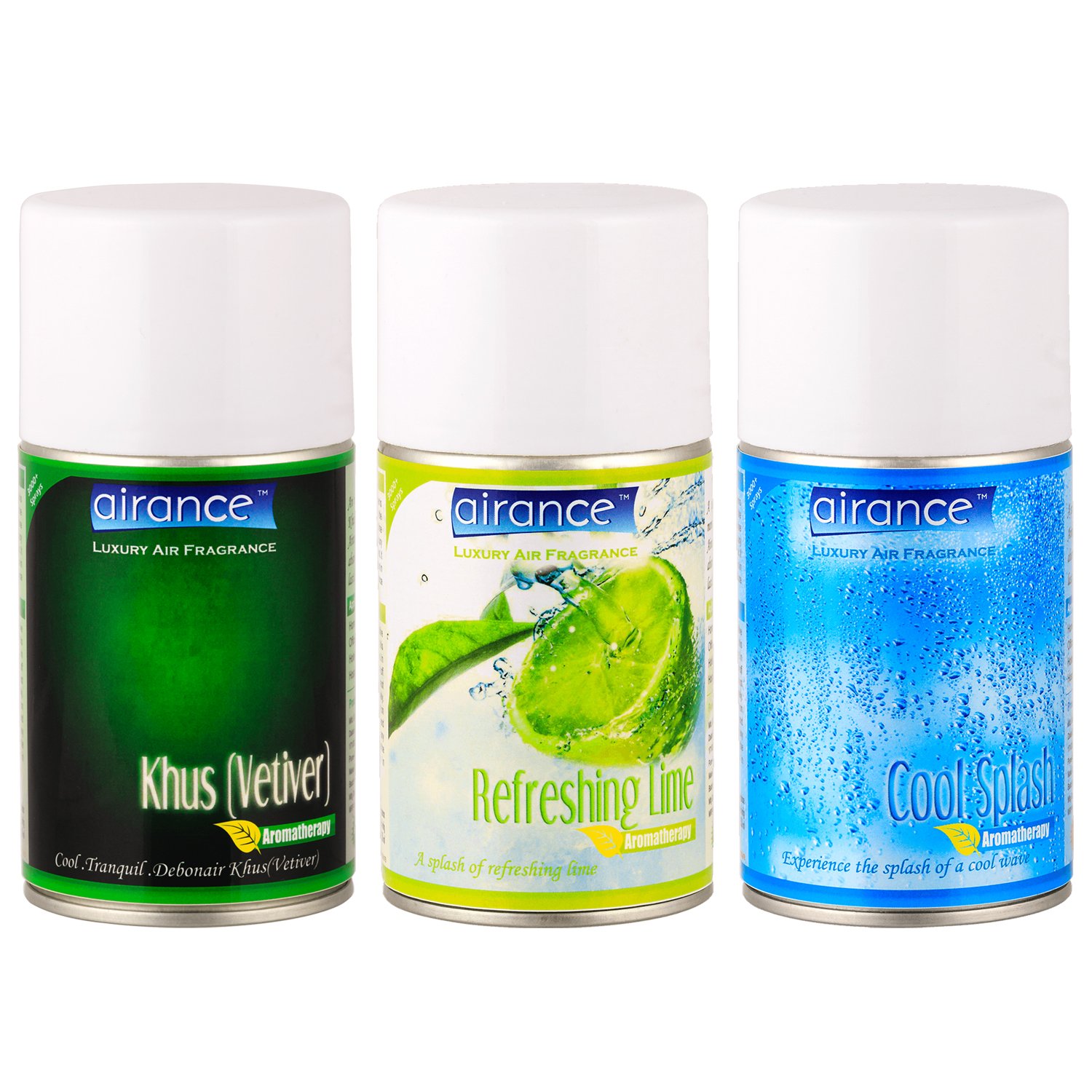 Airance Automatic Room Freshner Air Freshener Spray Perfume Refill - Khus (Vetiver), Refreshing Lime & Cool Splash - 250 ML - Pack Of Three Refills-image-22
