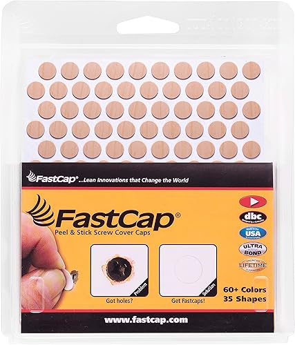 FastCap - Screw Hole Covers, 12" (13mm) Stickers - Professional Woodworking & Cabinetry - 5 - Sheets (280 - Caps) - Woodgrain PVC, Color - Hardrock