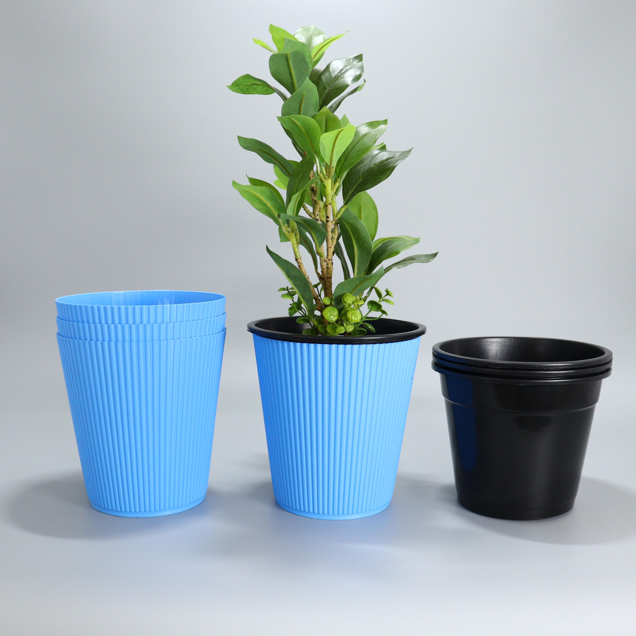 KENLIA Plant Pot with Self-Watering Virgin Plastic Modern Planter for Indoor, Outdoor & Balcony Flower Garden (Colours- 1 White, 1 Grey & 1 Blue) Set of 4 with Inner Pots (Blue) (B0CHY98PRR) Amazon Price History, Amazon Price Tracker