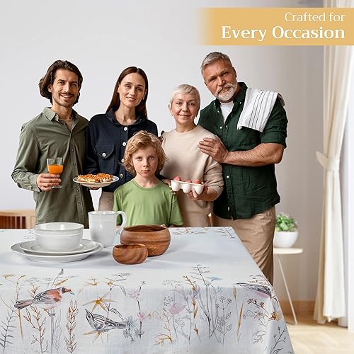 Miniatura 6 de Maison d' Hermine - Mantel 100% algodón para mesa cuadrada de 54 x 54 pulgadas, reutilizable, decorativo para comedor, casa de campo, hogar, fiesta,