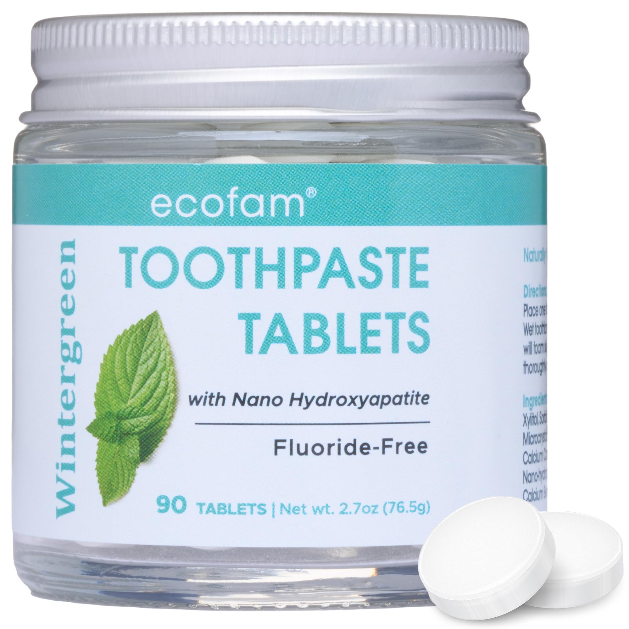 Toothpaste Tablets – Wintergreen | Nano Hydroxyapatite Toothpaste Tablets Chewable | Fluoride Free l 90 Tabs