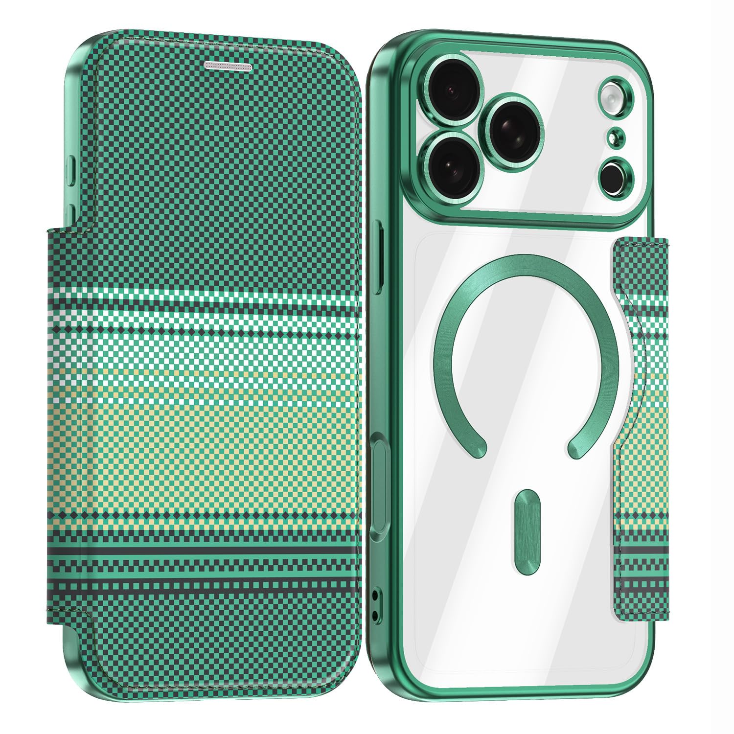 Coque magnétique transparente pour iPhone 17 Pro charge sans fil et carbone