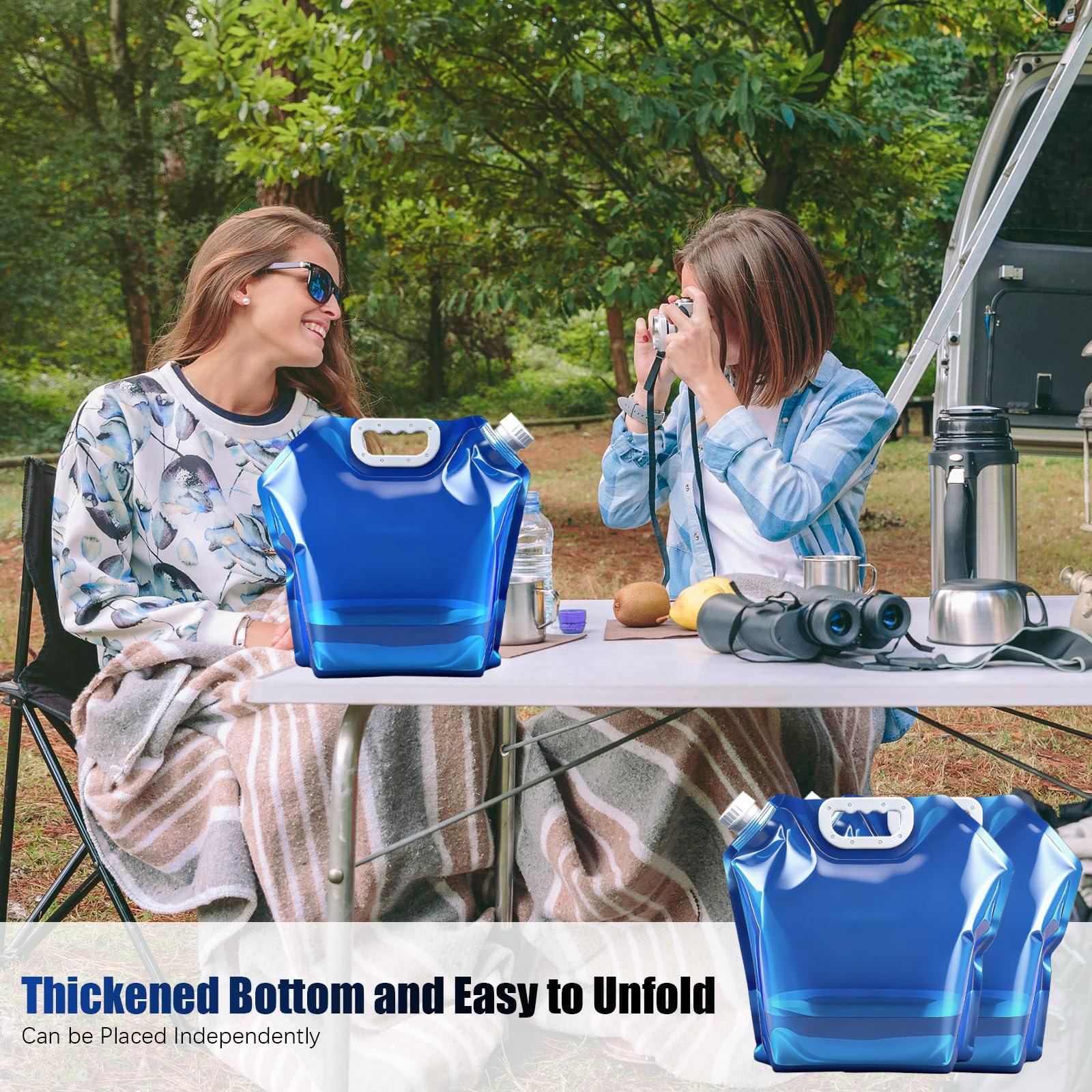 4 Pezzi Tanica Acqua Pieghevole 10L, Tanica Pieghevole, Senza BPA, Taniche per Acqua Portatili, Contenitori Pieghevoli per Acqua, Riutilizzabile, per Campeggio, Emergenza, Picnic, Blu