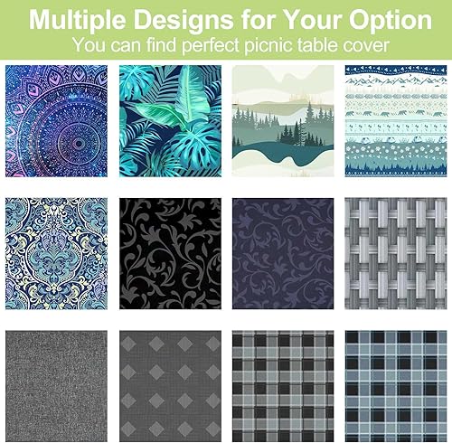 Miniatura 31 de Play Tailor - Mantel para mesa de pícnic con cubiertas para bancas, impermeable y a prueba de viento con bolsa de cordón, ajustable a mesas y bancas
