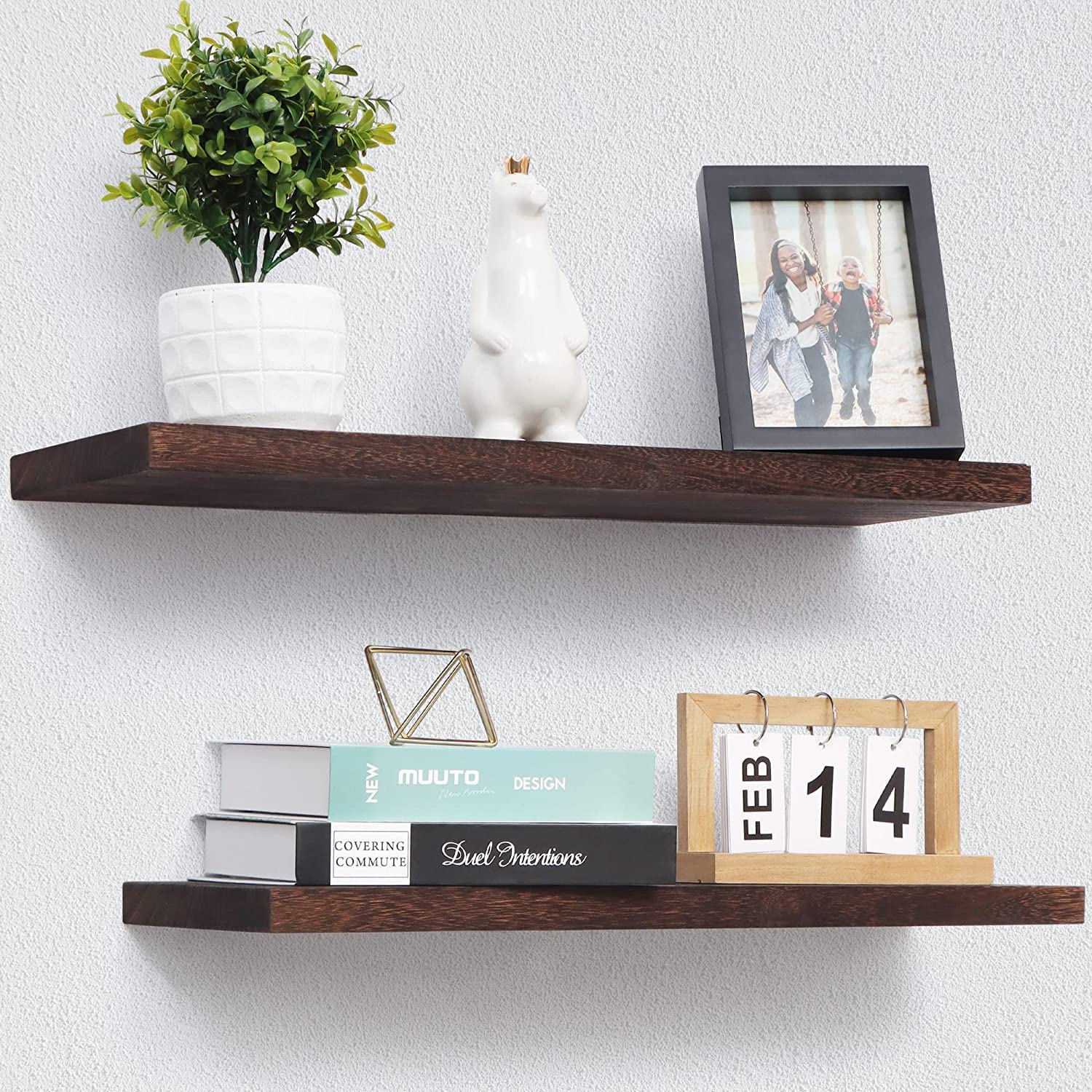 Hamdan Collection Floating Shelves, 24 Inch Wall Shelf Set of 2, Rustic Wood Shelves for Wall Storage, Wall Mounted Wooden Display Shelf for Bathroom Bedroom-Rustic Brown (B0C6QYYSGD) Amazon Price History, Amazon Price Tracker