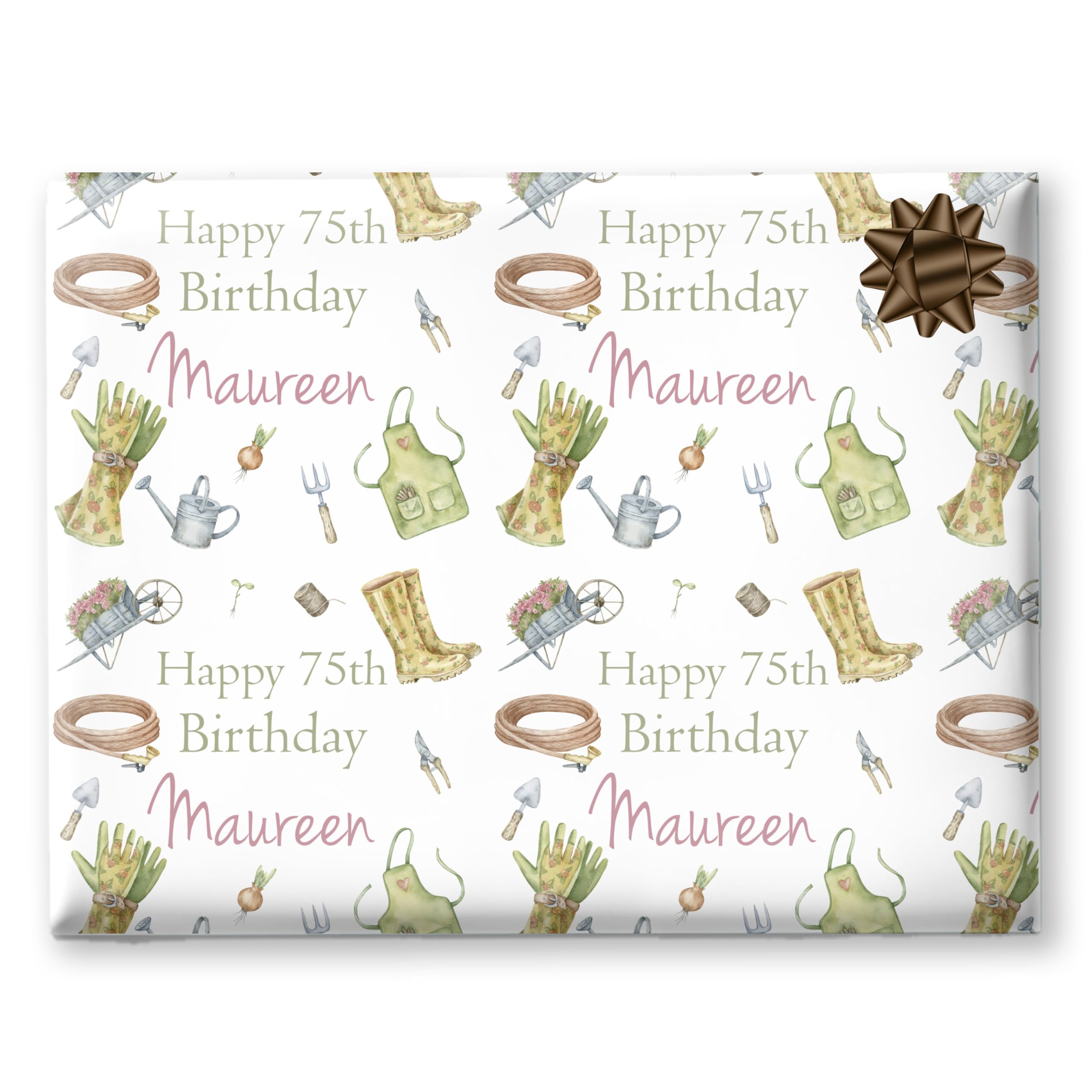 Gardening Birthday Gift Wrap. Wrapping Paper For For Green Fingers, Adults