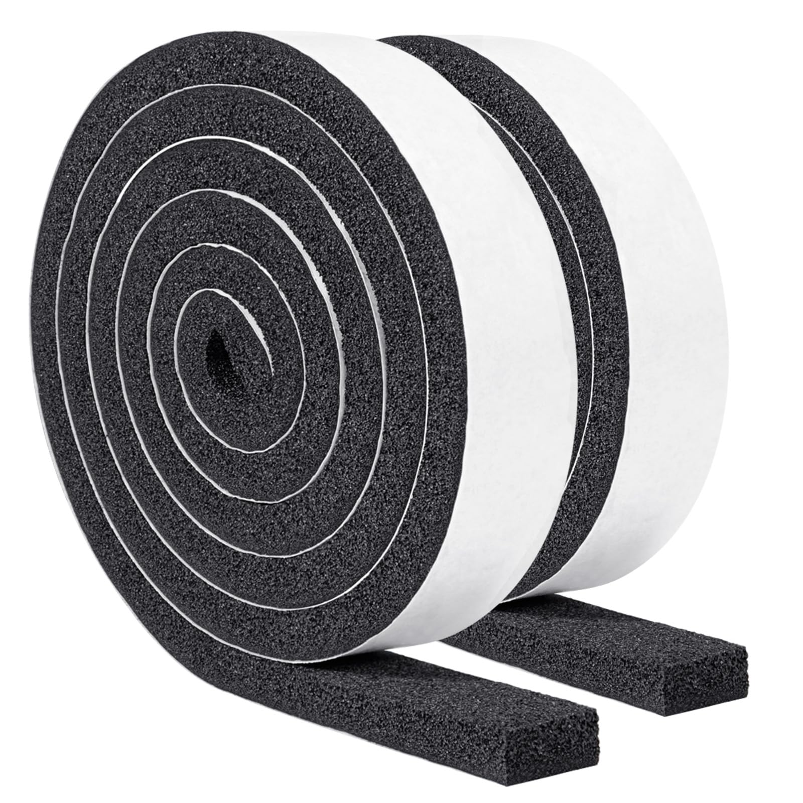 Yotache Maximum Compression Sponge 1" x1/2", Rubber Foam Strip Adhesive for Insulation, Weatherstrip, Gap Blocker, Anti-Vibration, Anti-Collision, 6.5 Feet Long 2Pcs