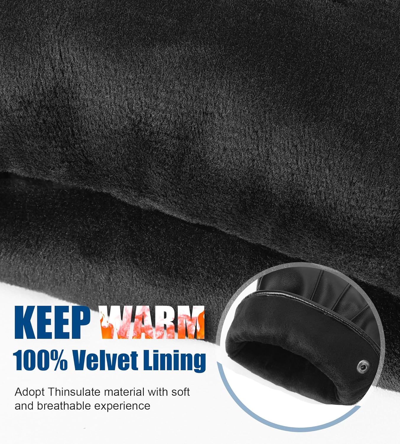 Aegend Leather Gloves for Men, Soft Warm Lining Full Hand Touchscreen Winter Gift Thermal - Image 2