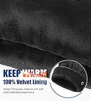 Vista 2 de Aegend Guantes de cuero para hombre, forro suave y cálido de mano completa, pantalla táctil de mano completa, regalo de invierno térmico Negro