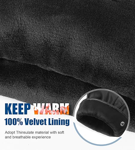 Miniatura 2 de Aegend Guantes de cuero para hombre, forro suave y cálido de mano completa, pantalla táctil de mano completa, regalo de invierno térmico Negro