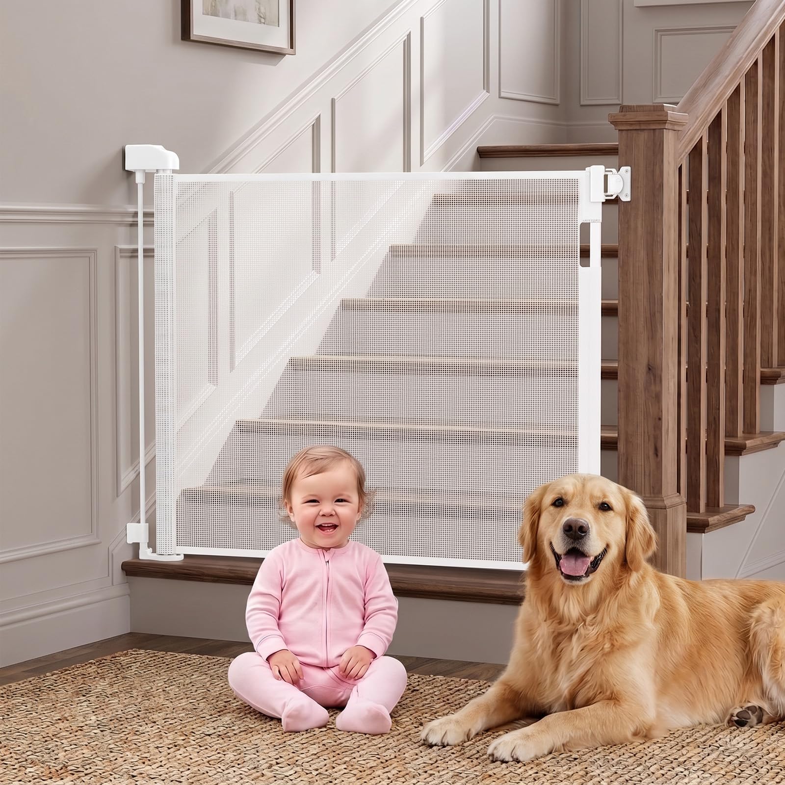 Photo 1 of ***STOCK PHOTO FOR REFERENCE ONLY*** Retractable Baby Gate 55 Inch Wide for Indoor & Outdoor, Mesh Safety Gate