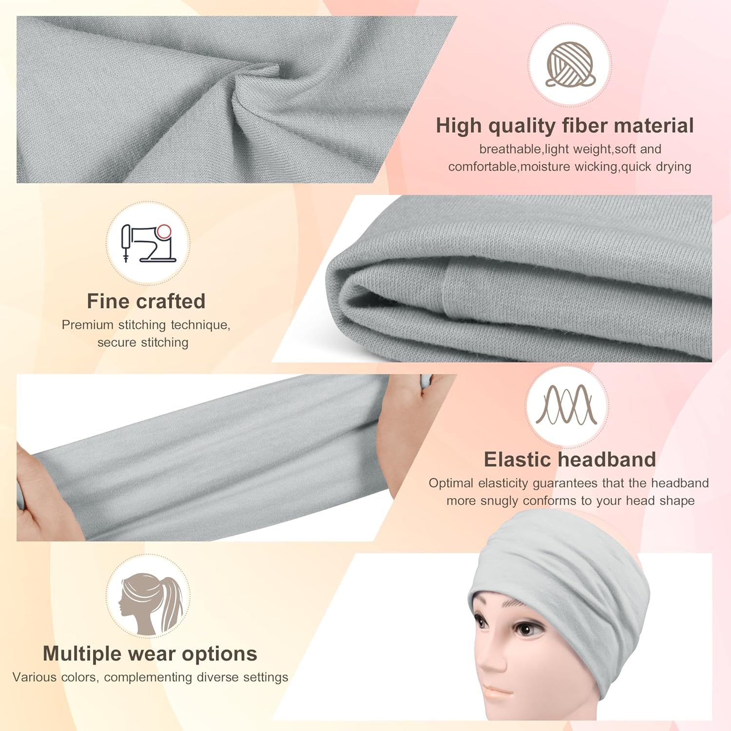 Headbands for Women, 7PCS Wide Cloth Hair Bands for Workout, Yoga, Skincare & Daily Wear, Soft & Stretchy - Image 4