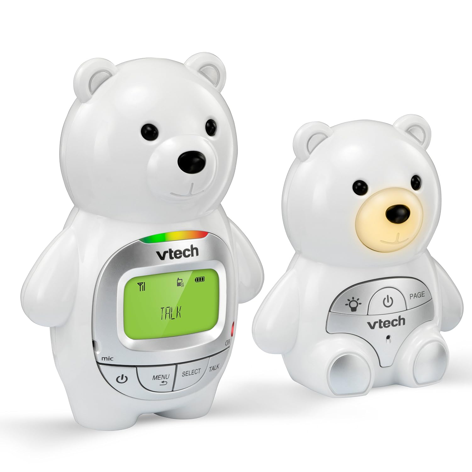 VTech DM226 Teddy Bear Audio Baby Monitor with up to 1,000 ft of Range, Vibrating Sound-Alert, Talk-Back Intercom, Digitized Transmission & Night Light