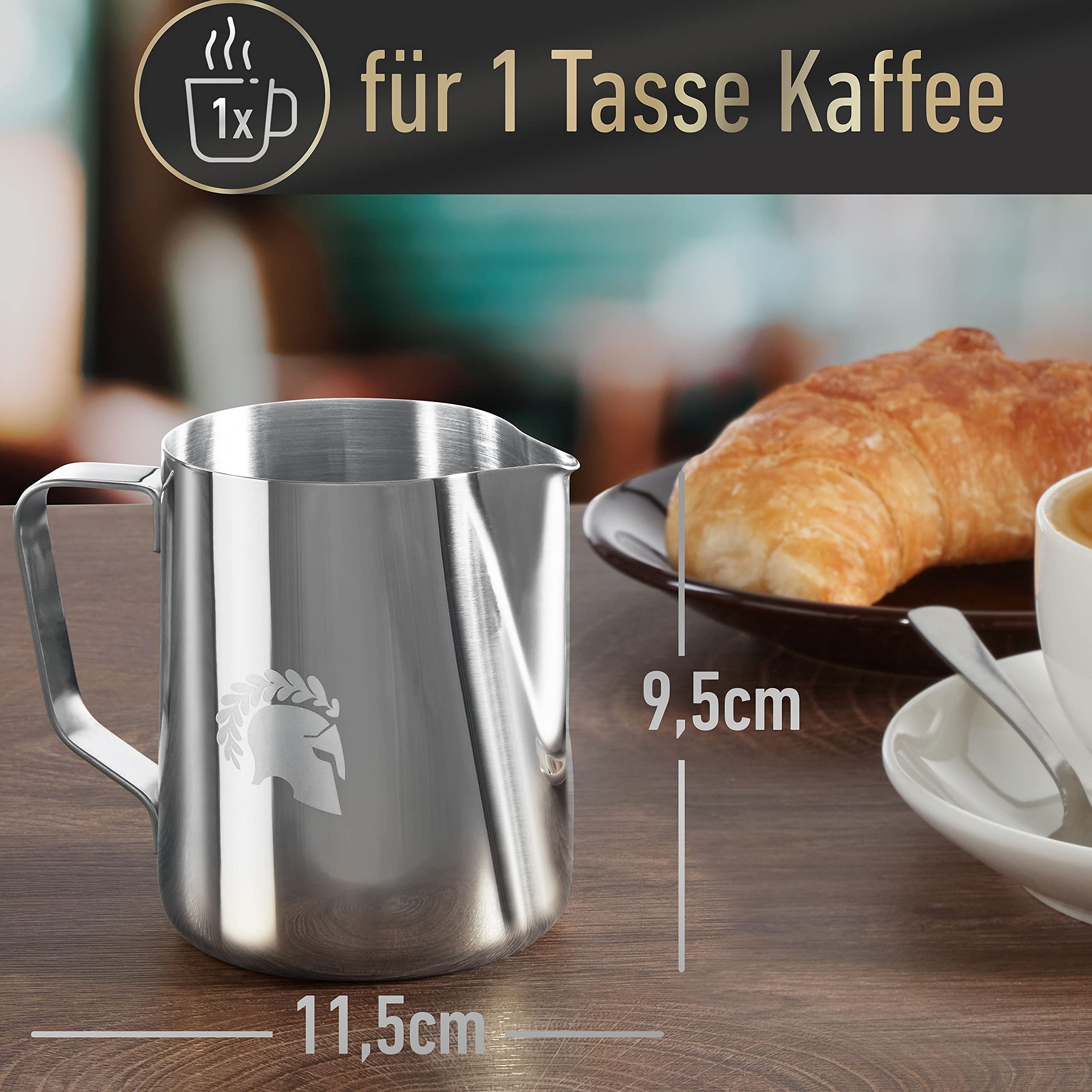Barista Legends® Set bricco per latte in acciaio inox, colore argento, 100 ml + 350 ml + 600 ml, bricco per schiuma di latte lucidato, bricco per latte in acciaio inox, accessorio Barista