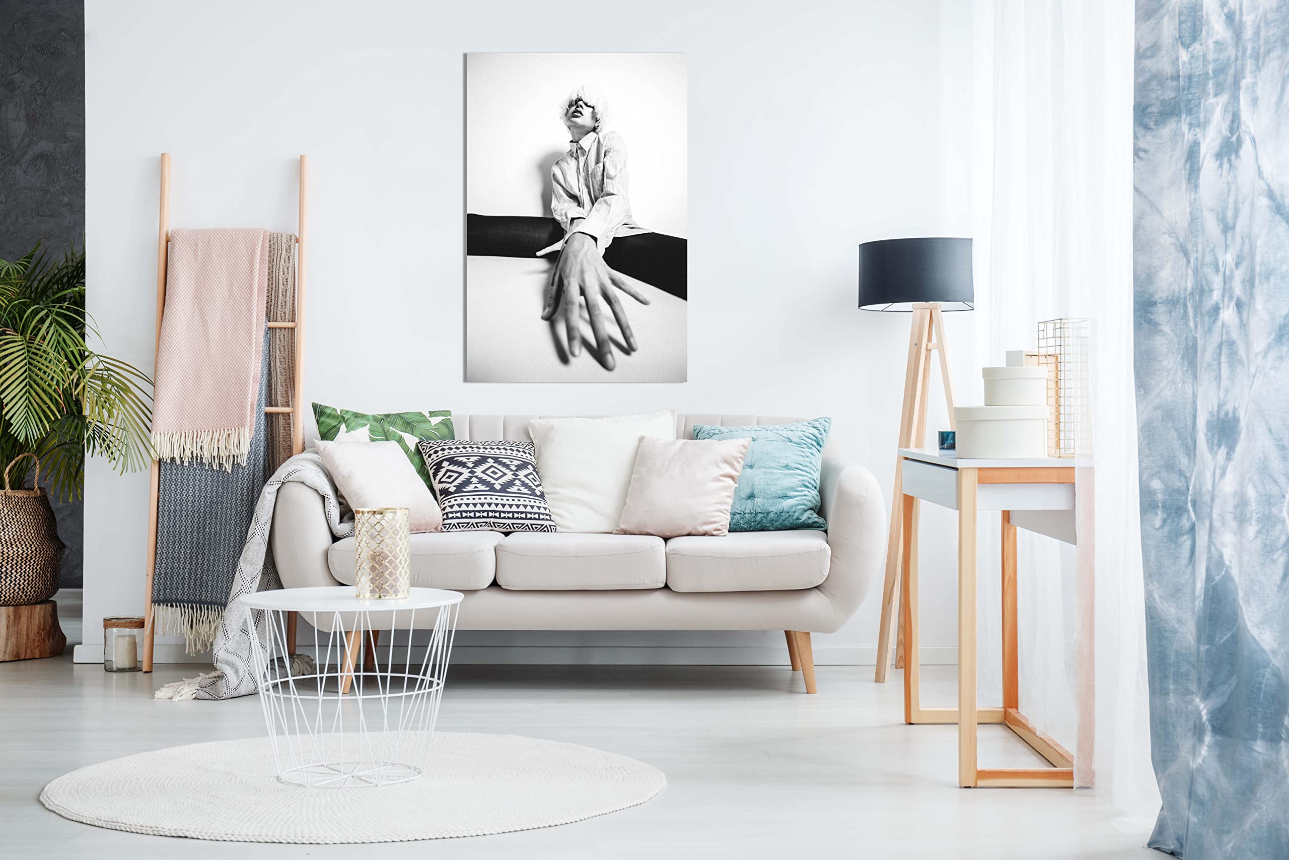 Quadro Su Tela Panther Print 91x61 Cm: Stampa Artistica Bianco E Nero Con Elefante Per Soggiorno, Camera Da Letto O Bagno - Decorazione Murale Moderna Pronta Da Appendere