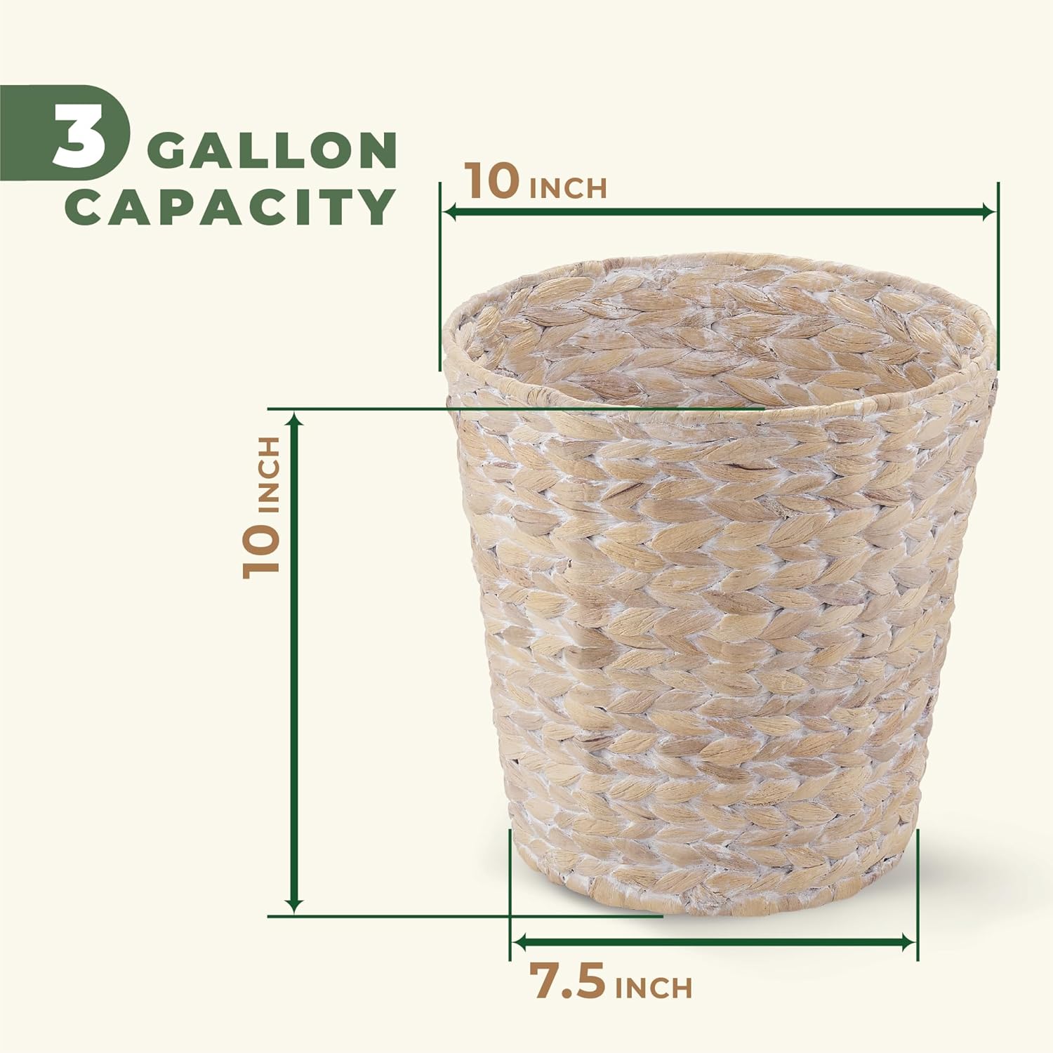 2-Pack Wicker Trash Cans and Toilet Paper Storage Basket, White