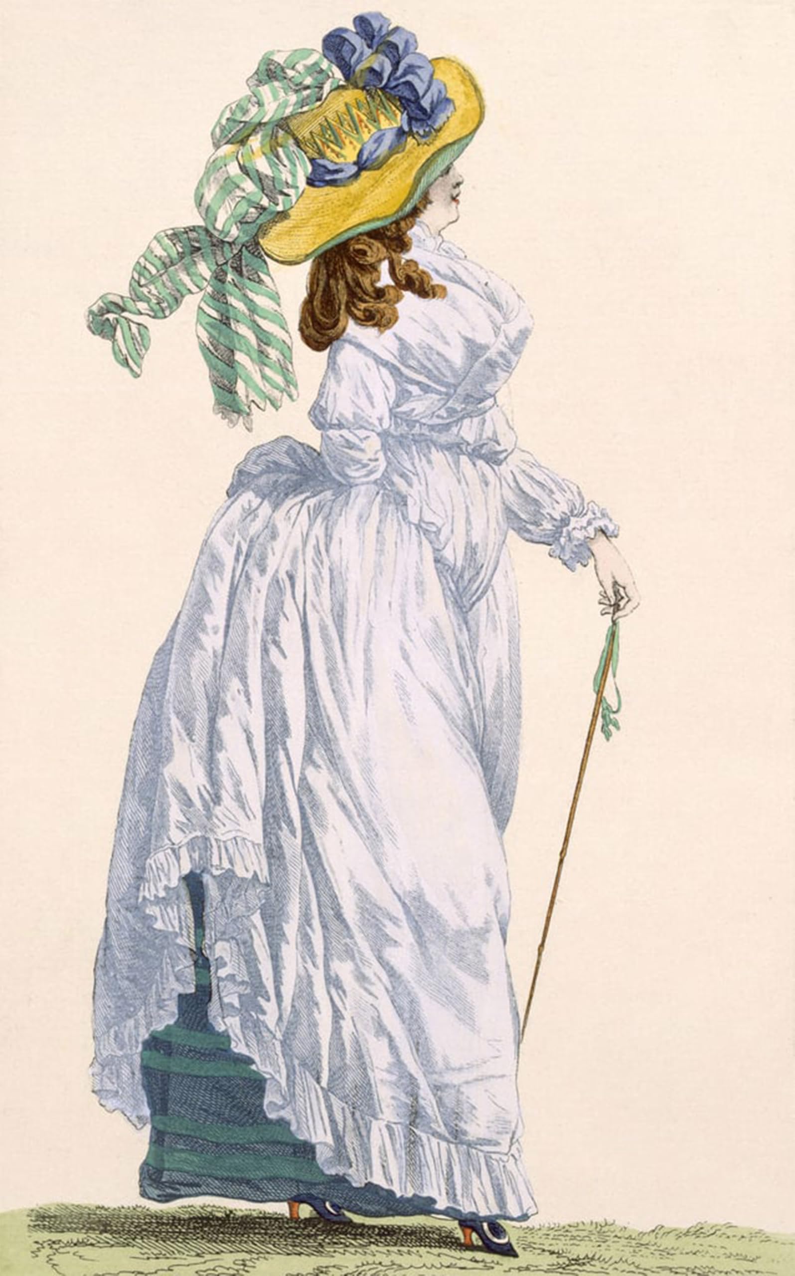 ARTXLXXBN Famous Painting Canvas Artwork Graffiti Print Skypromenade Dress with Green Underskirt by Francois Louis Watteau Portrait Canvas Image for Home Decor 60x90cm