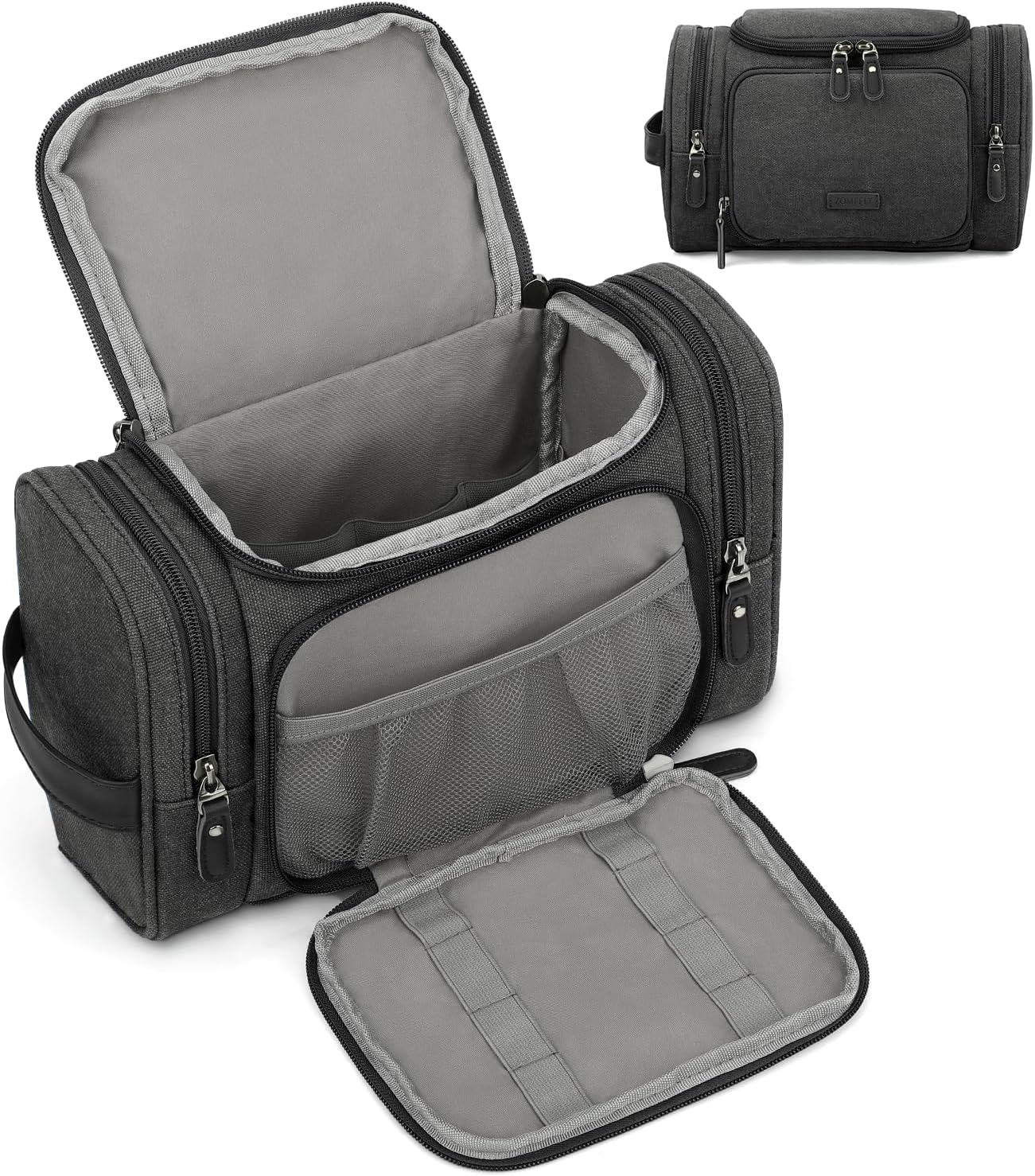 ZOMFELT Canvas Toiletry Dopp Kit with Pockets