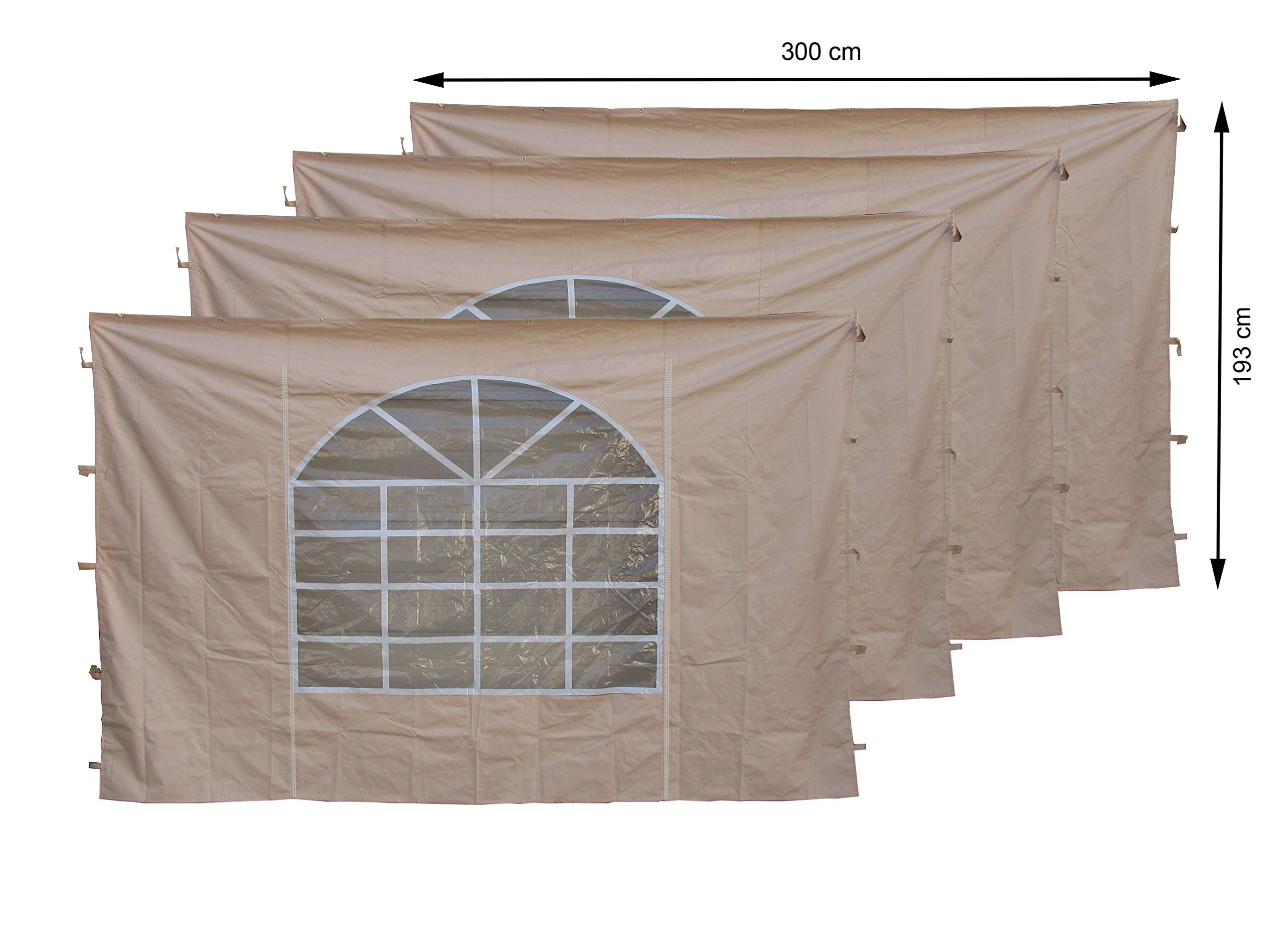 QUICK STAR 4 Seitenteile mit PVC Fenster 300x195cm für Pavillon Sahara 3x3m Seitenwand Sand