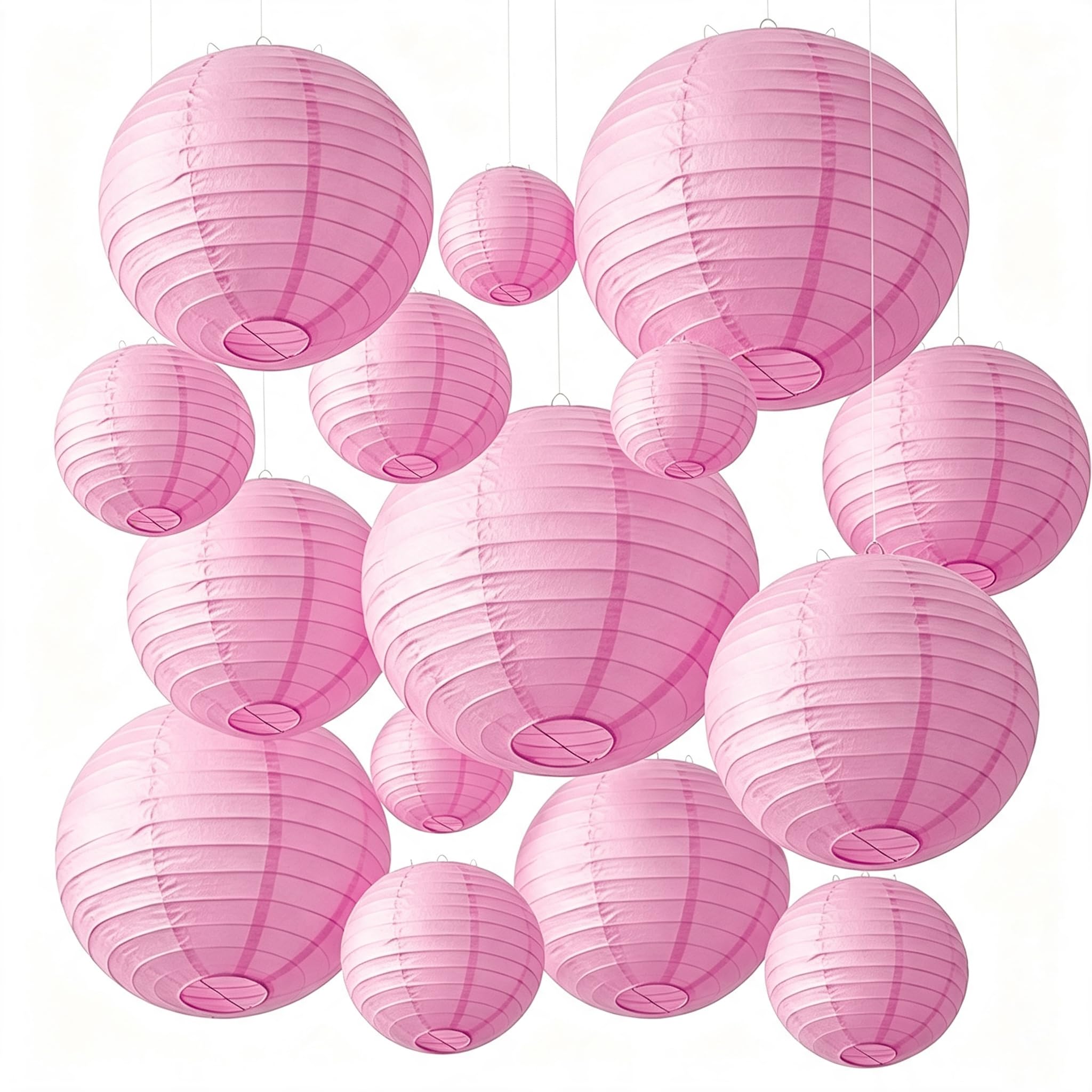 15pcs Pink Hanging Round Paper Lantern for Baby Shower Birthday