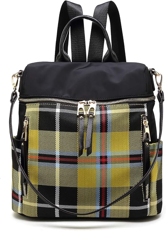 MKF Collection Nishi Plaid Backpack Waterproof Laptop Backpack for Travel Daypack Nylon By Mia K